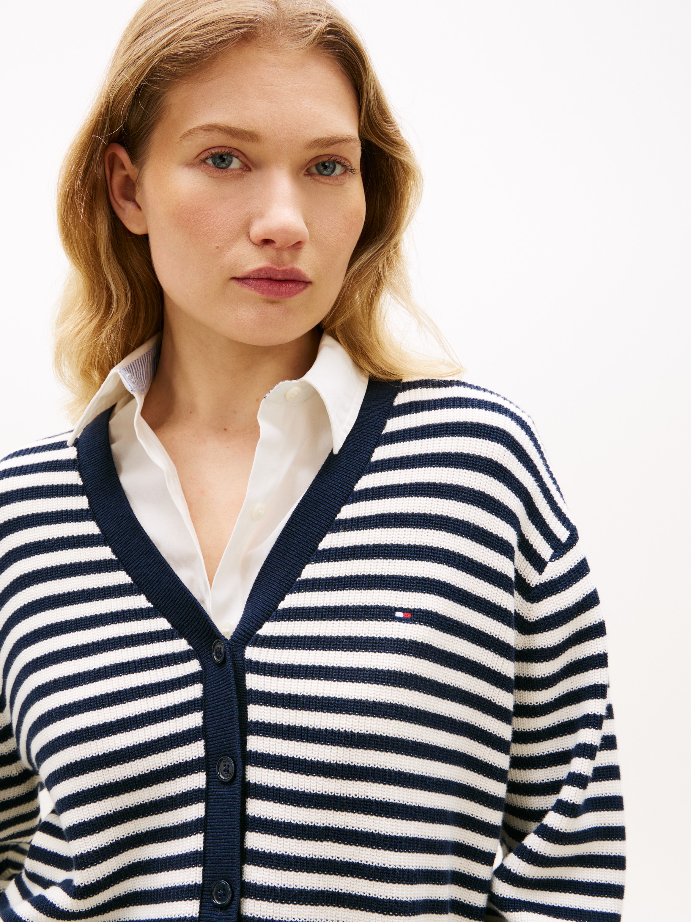Tommy Hilfiger Strickpullover »CO CARDI LS CARDI« mit Knopfleiste