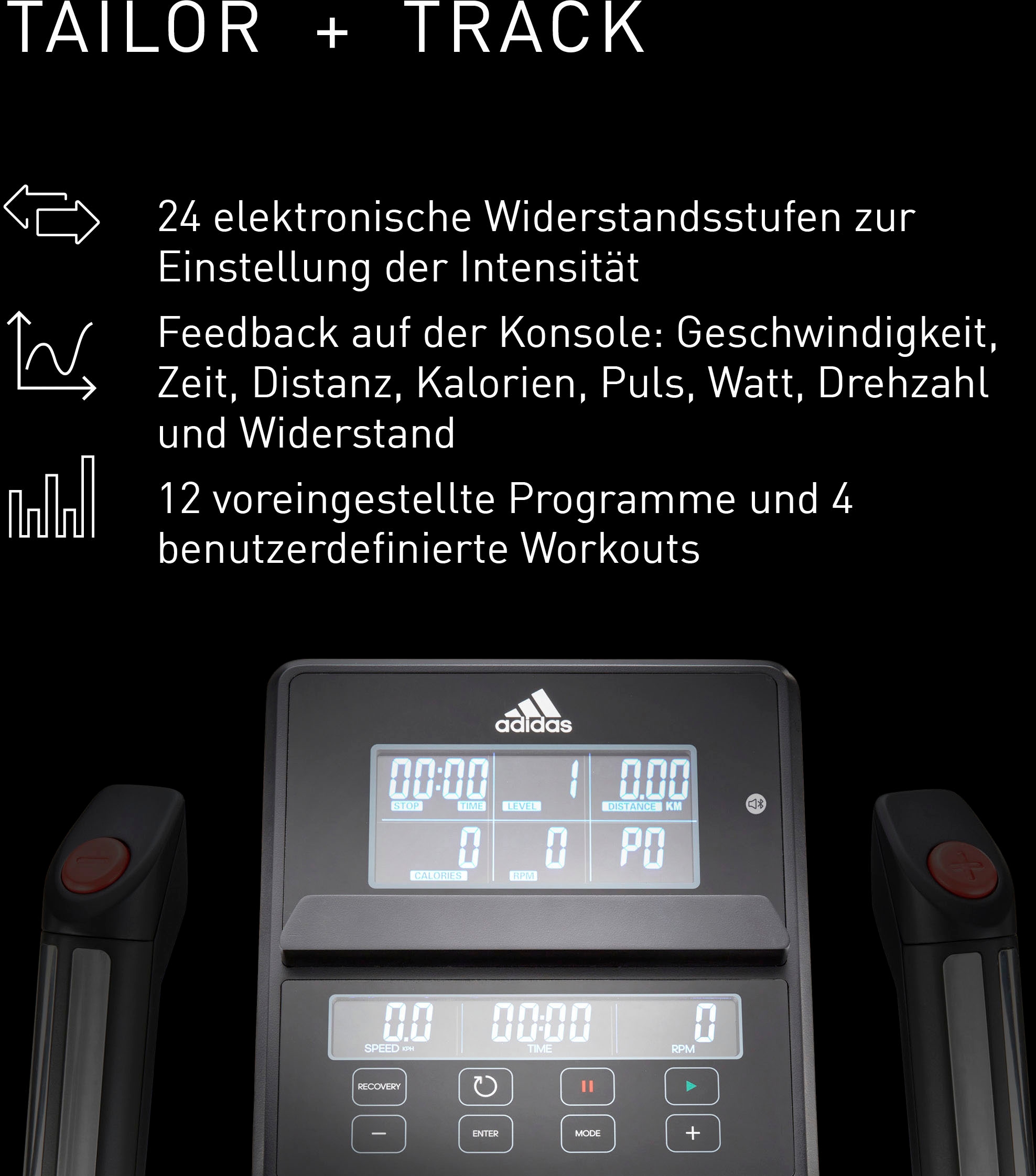 adidas Performance Crosstrainer-Ergometer »X-21«, mit Tablet-Halterung, LED-Beleuchtung, mit Bluetooth und App-Funktion