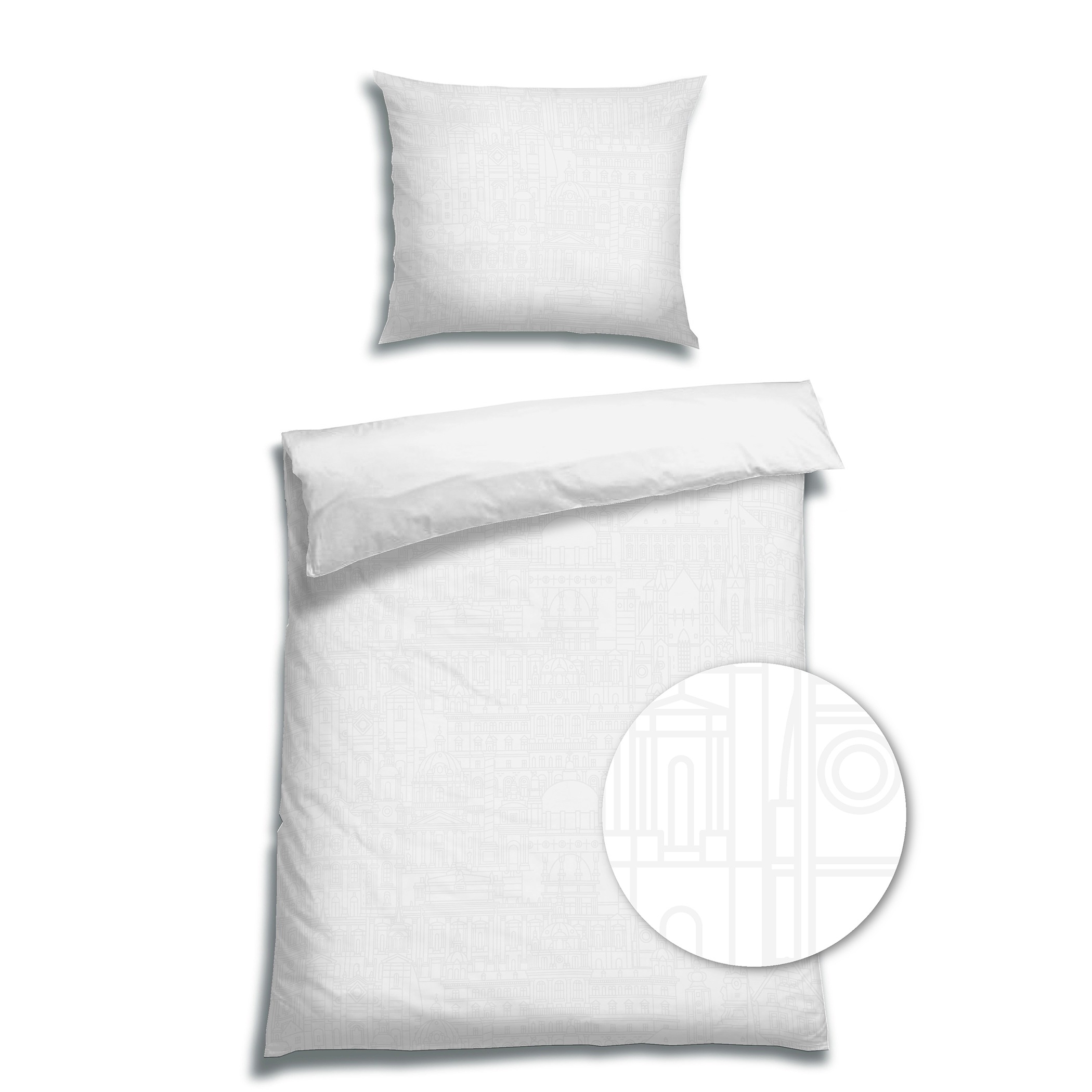 Florella Wendebettwäsche »»Skyline weiss« »SAGENHAFT« Edel-Satin,  100% Baumwolle«