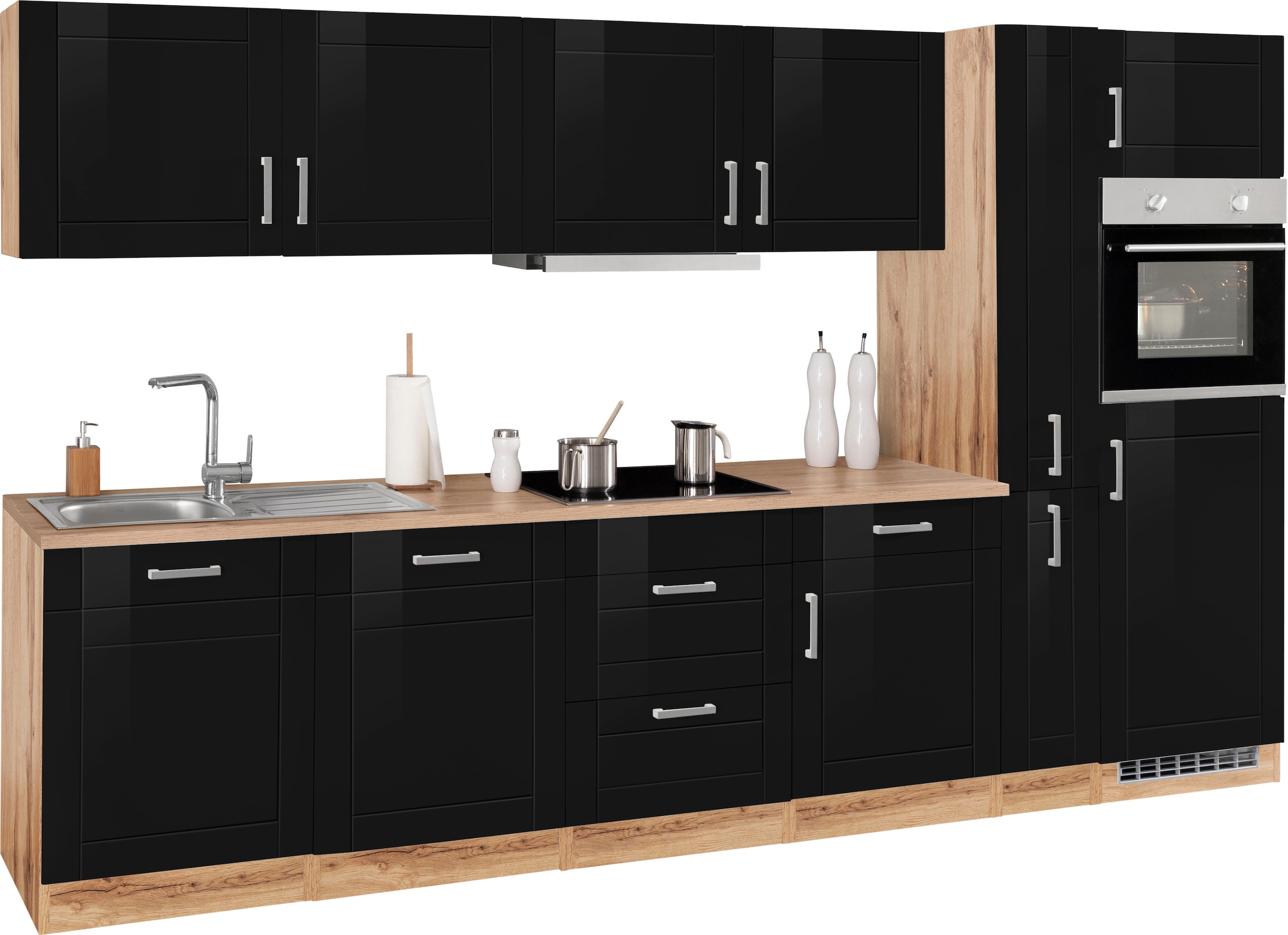 KOCHSTATION Küchenzeile »KS-Tinnum«, mit E-Geräten, Breite 330 cm