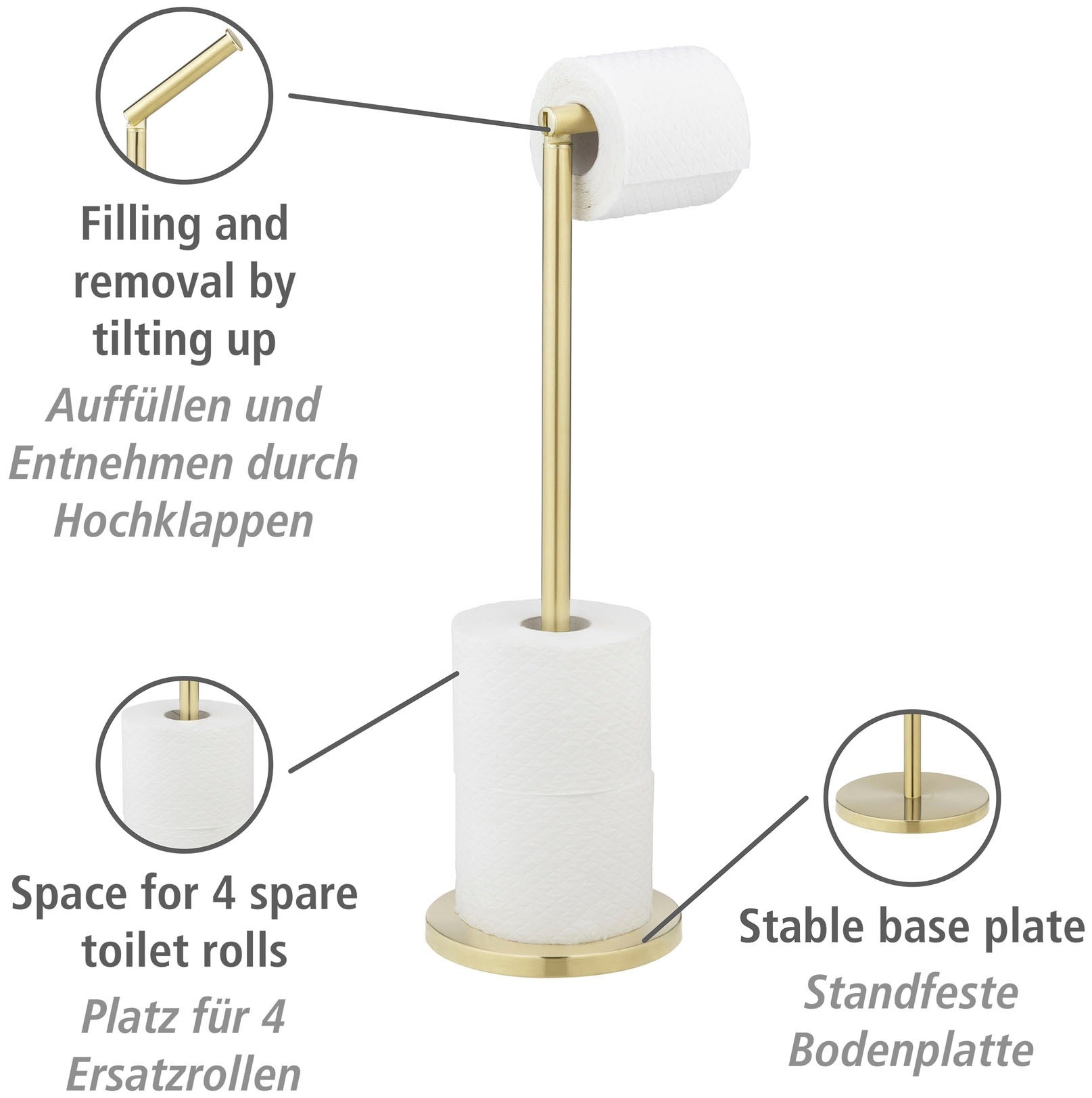 WENKO Toilettenpapierhalter »2in1«, aus Edelstahl