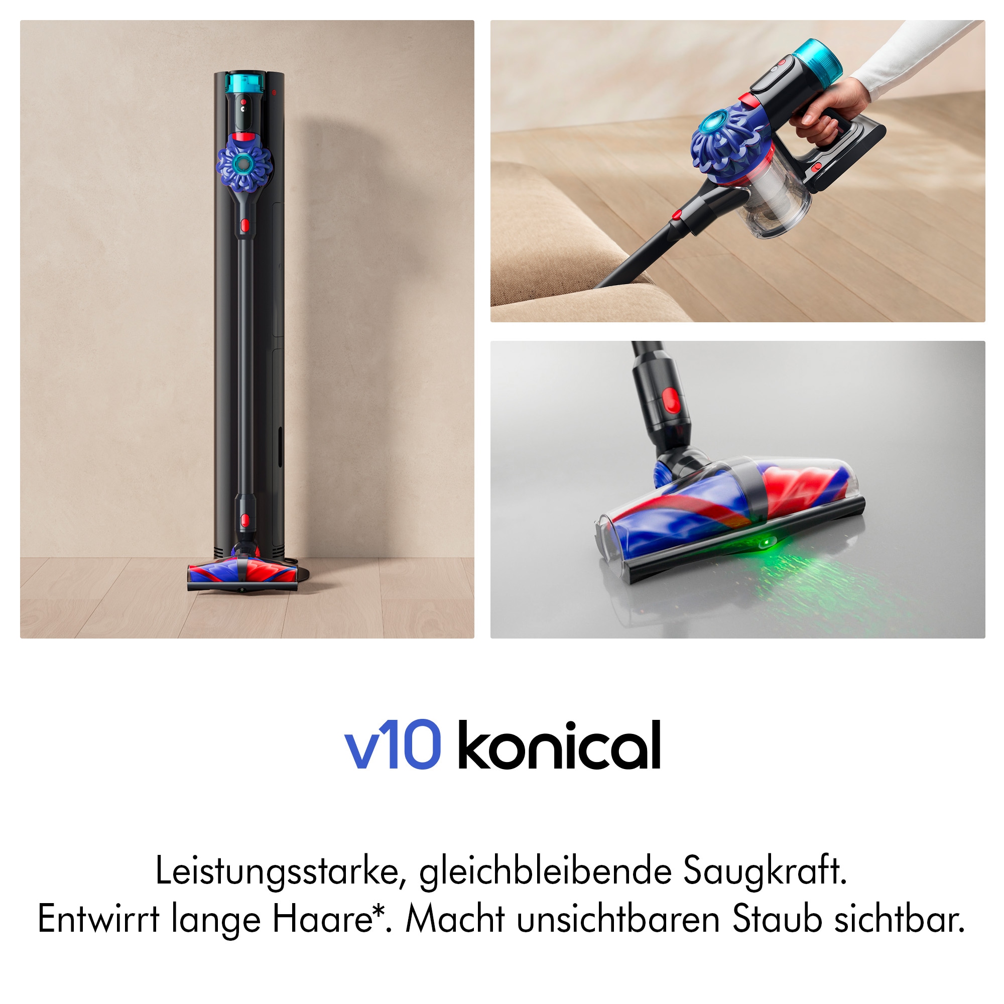 DYSON Akku-Hand-und Stielstaubsauger »Dyson V10 Konical™ + Auto-empty Dok™ Schwarz/Blau«