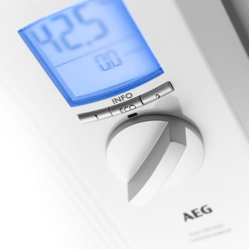 AEG Haustechnik Komfort-Durchlauferhitzer »DDLE ÖKO TD«, 27 kW, vollelektronisch, LC-Display, ECO-Funktion, Regendusche