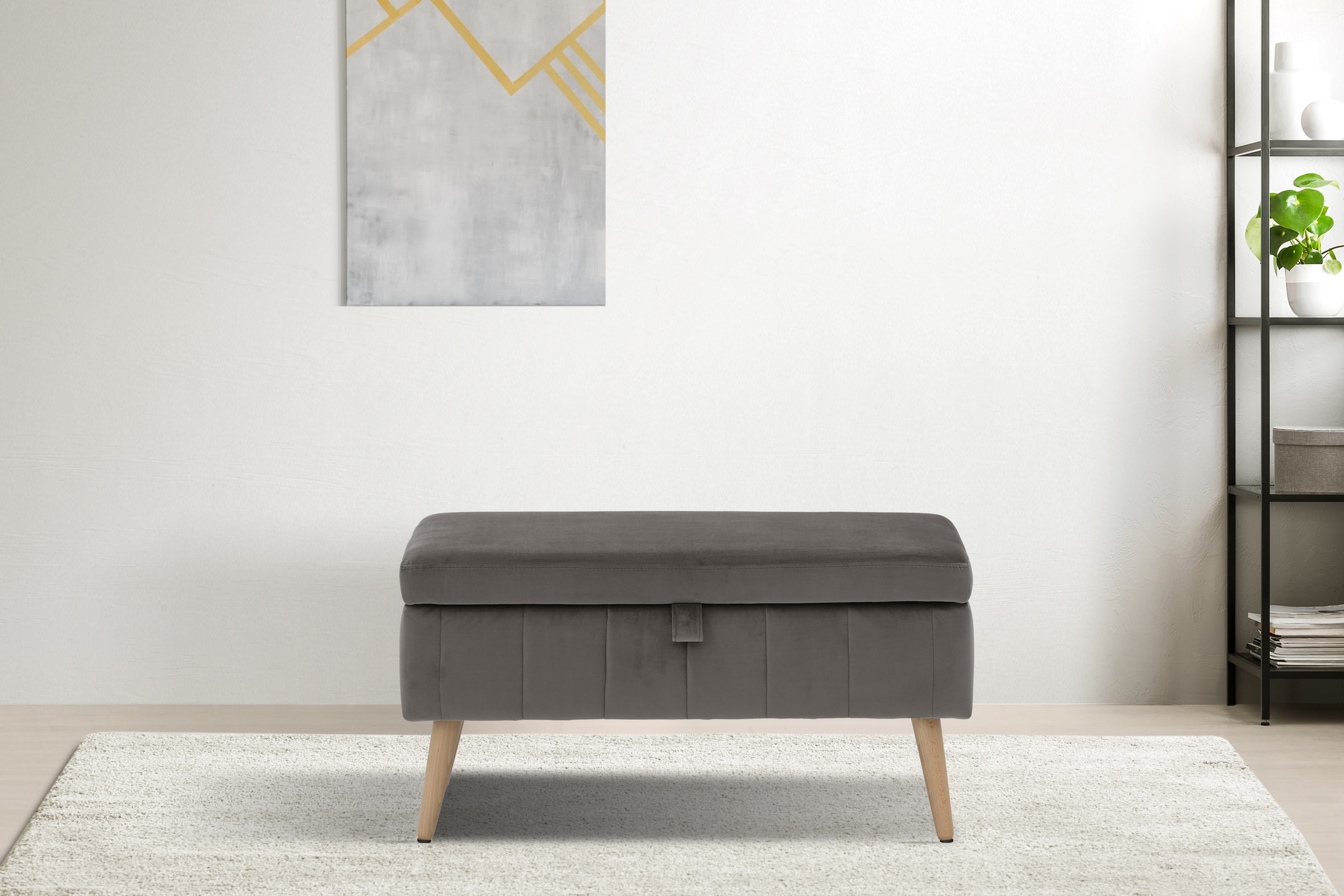 INOSIGN Truhenbank »AMIRA Sitzbank mit Stauraum, Maße B/T/H: 81/36/43 cm«, mit Staufach, in 3 Bezugsqualitäten mit feiner Steppung