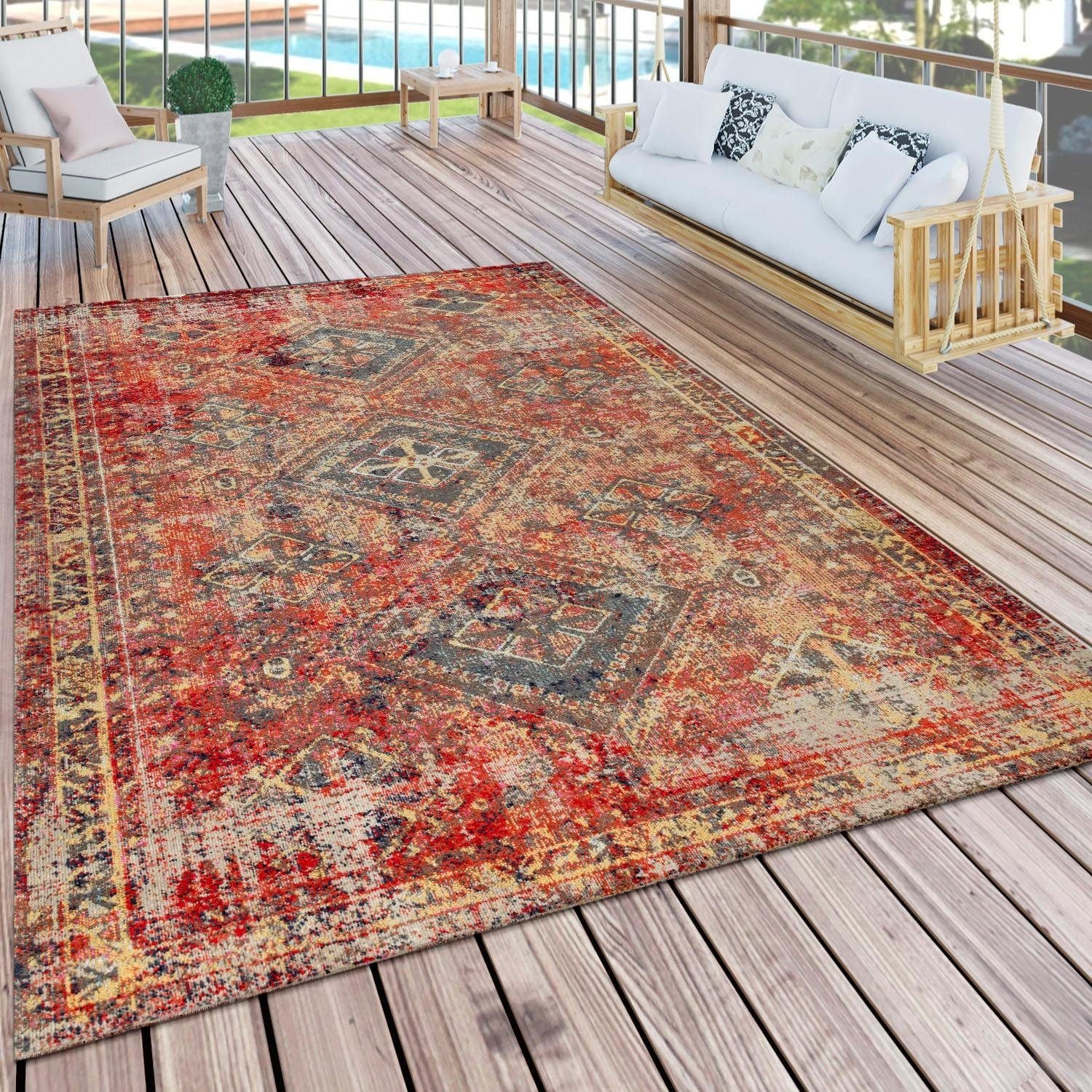 Paco Home Teppich »Artigo 432«, rechteckig, 4 mm Höhe, Orient-Optik, Vintage Design, In- und Outdoor geeignet, Wohnzimmer