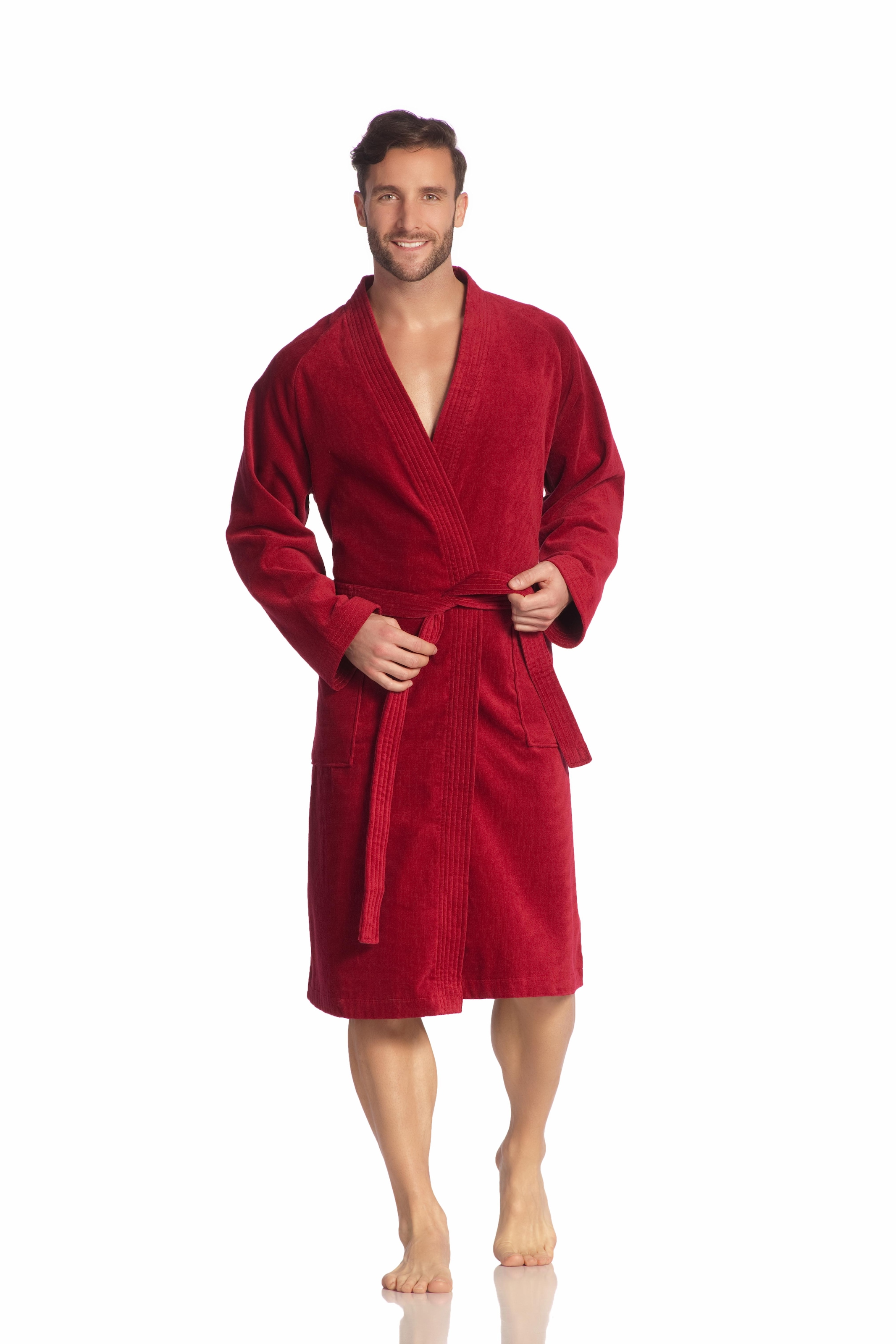 mit für & St.), Herren, Unisex-Bademantel »Dallas«, Vossen Kimono-Kragen reine (1 Damen Baumwolle,