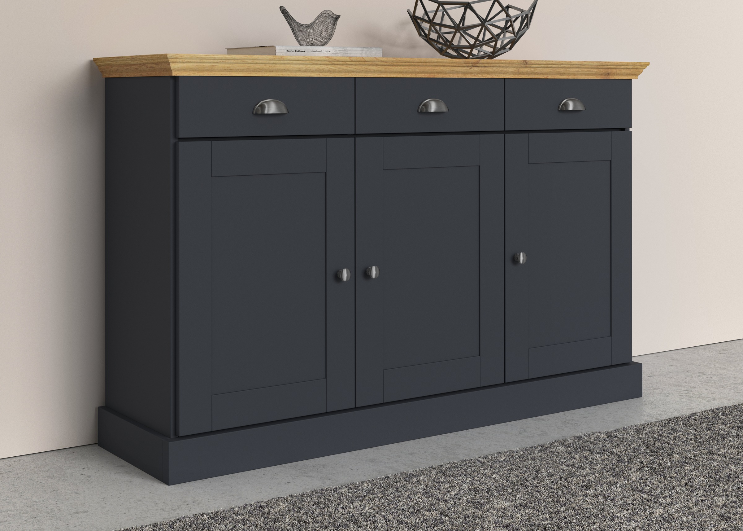 Home affaire Sideboard »Motala«, Kommode, 3 Schubladen und 2 verstellbare Einlegeböden, Breite 125 cm
