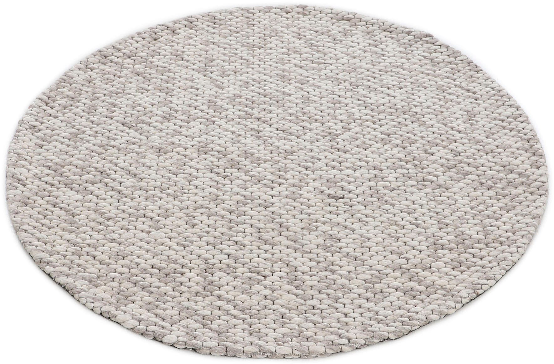 carpetfine Wollteppich »Sina«, rund, 14 mm Höhe, grobe Struktur, Zeitloses Design, reine Wolle, Wohnzimmer