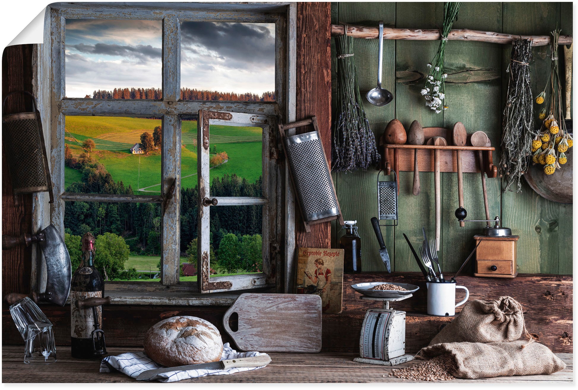 Artland Leinwandbild, als Bauernküche«, St.), oder Wandaufkleber »rustikale Größen in bequem Wandbild Poster Arrangements, Alubild, (1 kaufen versch.