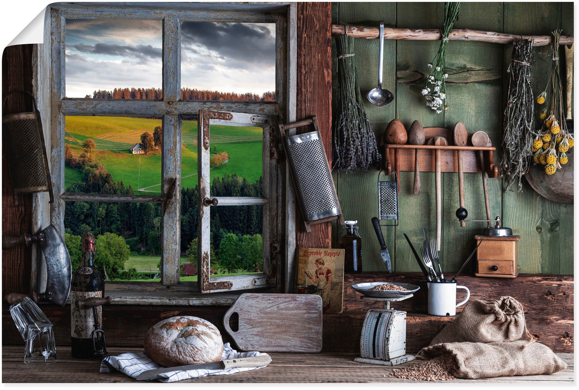 St.), Artland Poster Leinwandbild, oder Bauernküche«, in Wandaufkleber (1 kaufen Wandbild bequem Alubild, »rustikale Größen als versch. Arrangements,