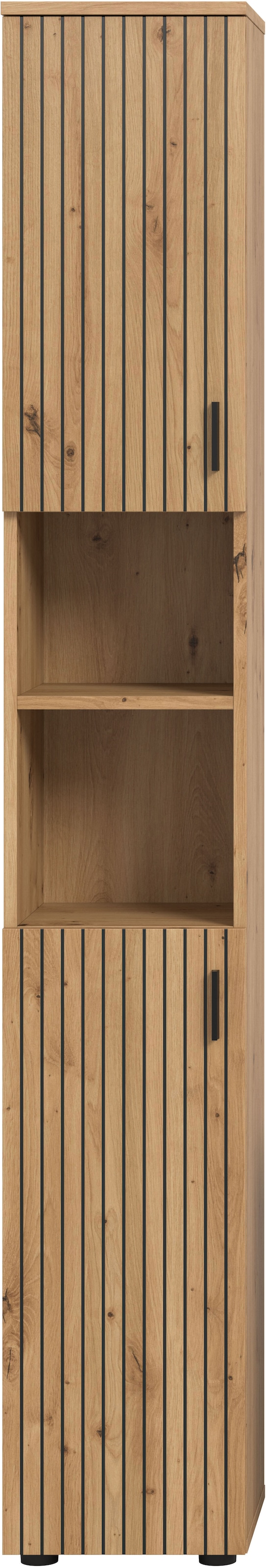 welltime Hochschrank »MANI, Höhe: 192 cm, Paneeloptik, 2 offene Fächer, 2 Türen« 1 Stk. tlg. Hochschrank, Bad-Schrank, Badezimmerschrank, Bad, Badezimmer