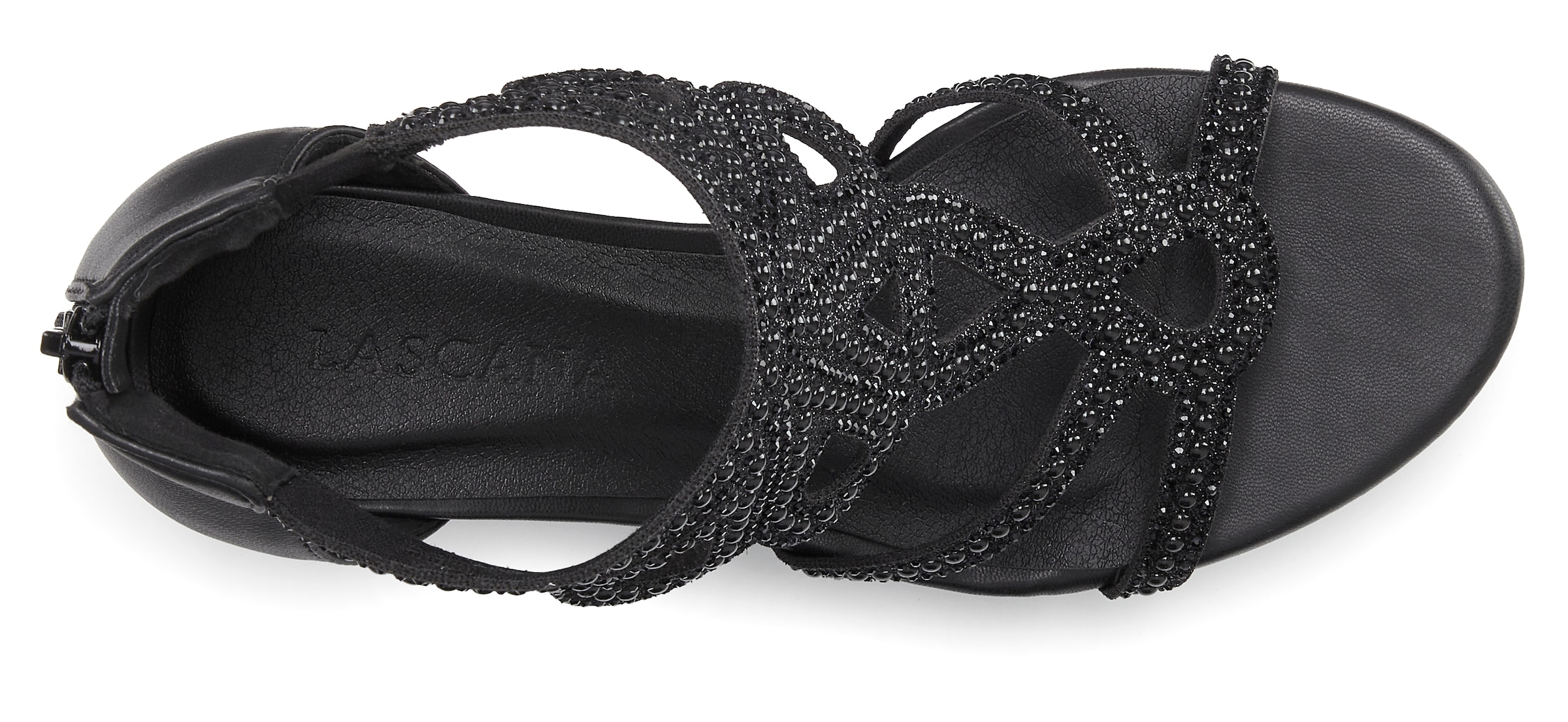 LASCANA Sandalette »Sandale, Sommerschuh«  mit Blockabsatz und Glitzersteinchen VEGAN