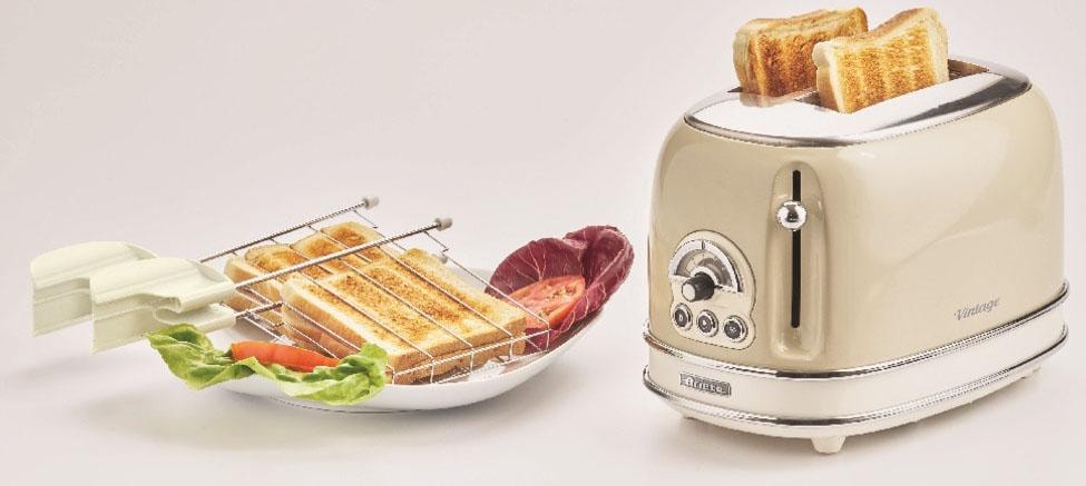 Ariete Toaster »Vintage«, 2 kurze Schlitze, für 2 Scheiben, 815 W, creme