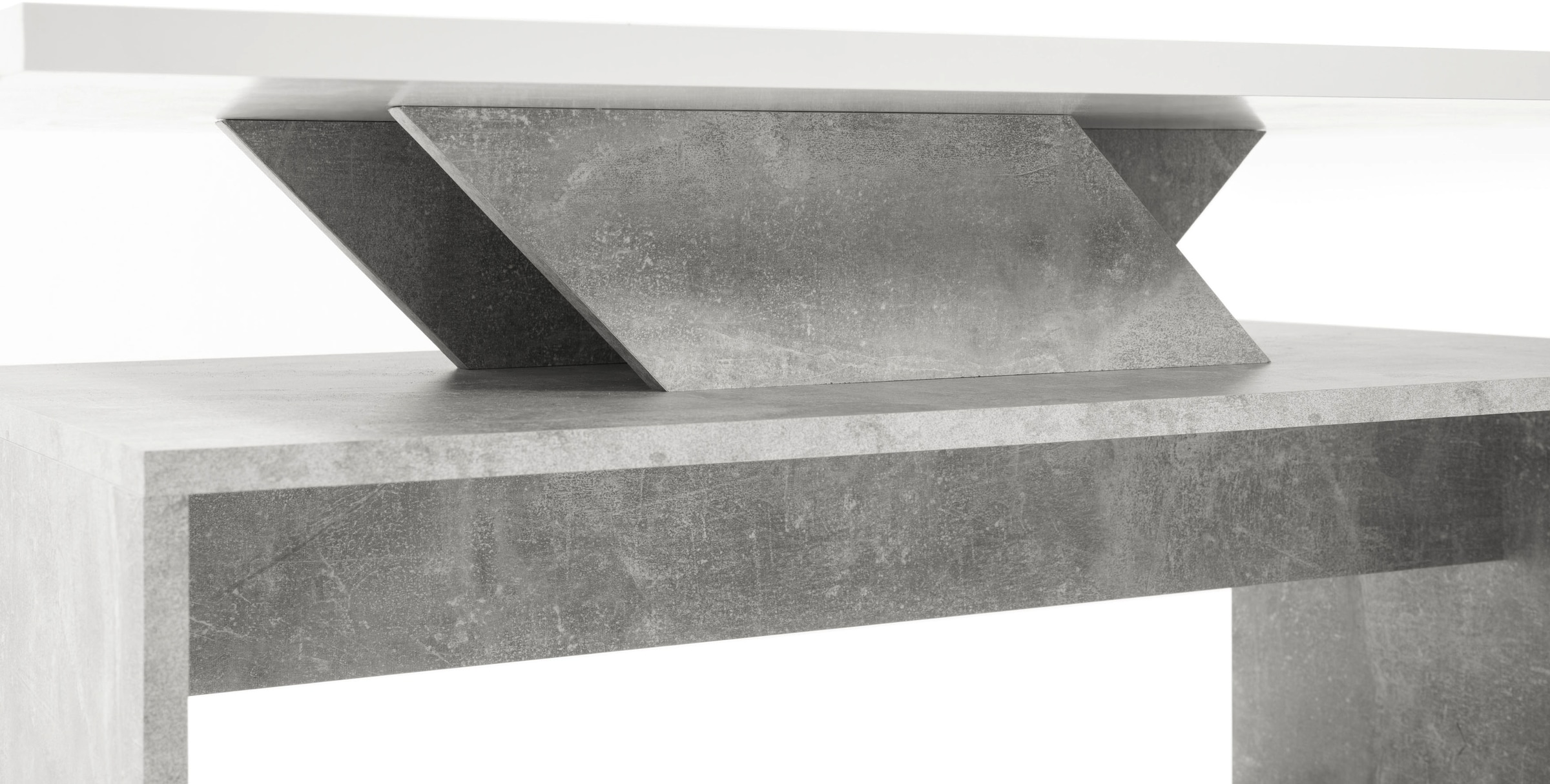 Stolkom Couchtisch »Allegra Wohnzimmertisch weiß, Absetzung Beton, BxHxT 100x50x60 cm«, Akazie Massivholz, Flächenbelastung des Tisches ca. 90 kg