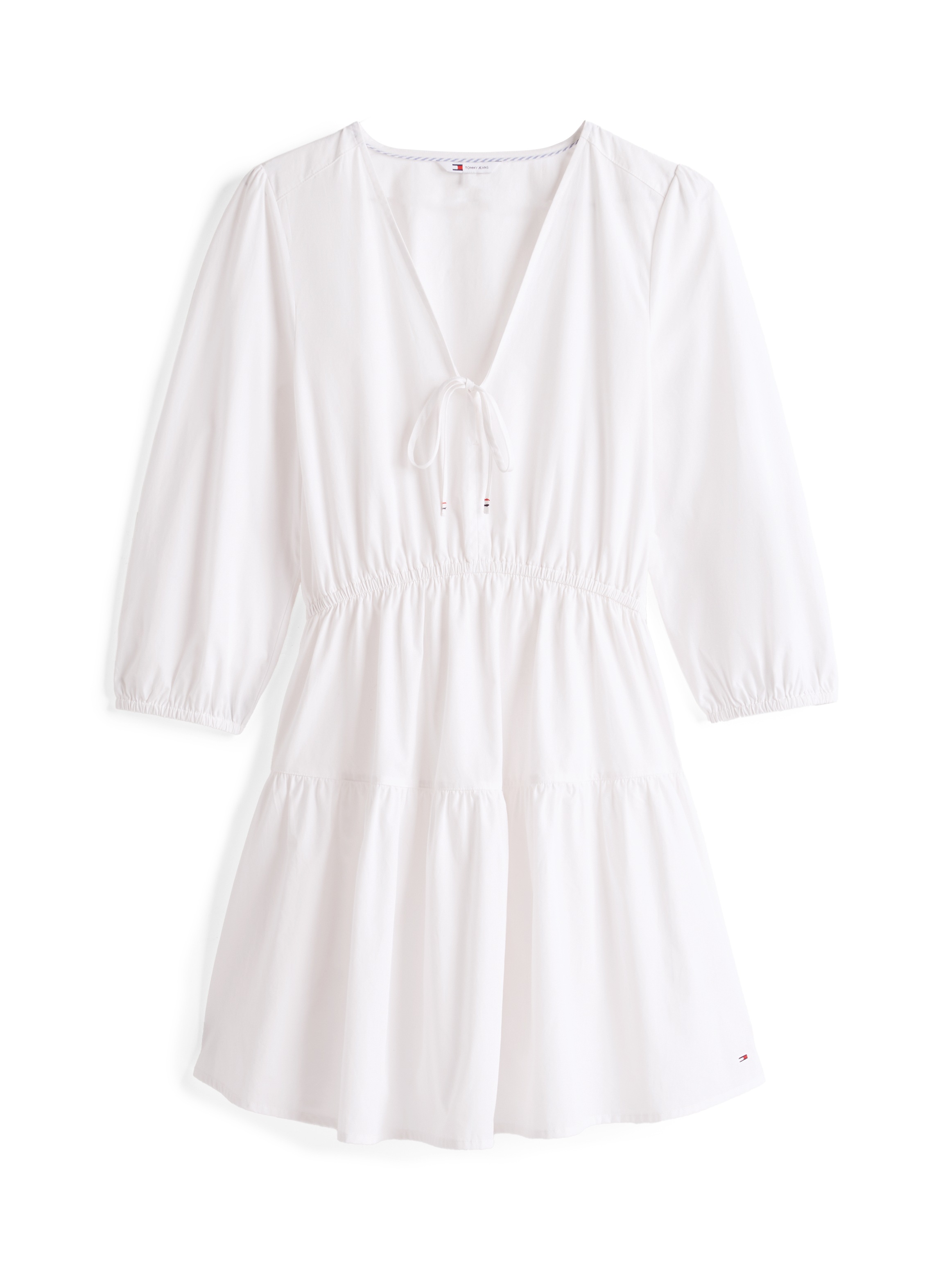 Tommy Jeans Blusenkleid »TJW POPLIN TIERED MINI DRESS EXT«, mit Bindeband
