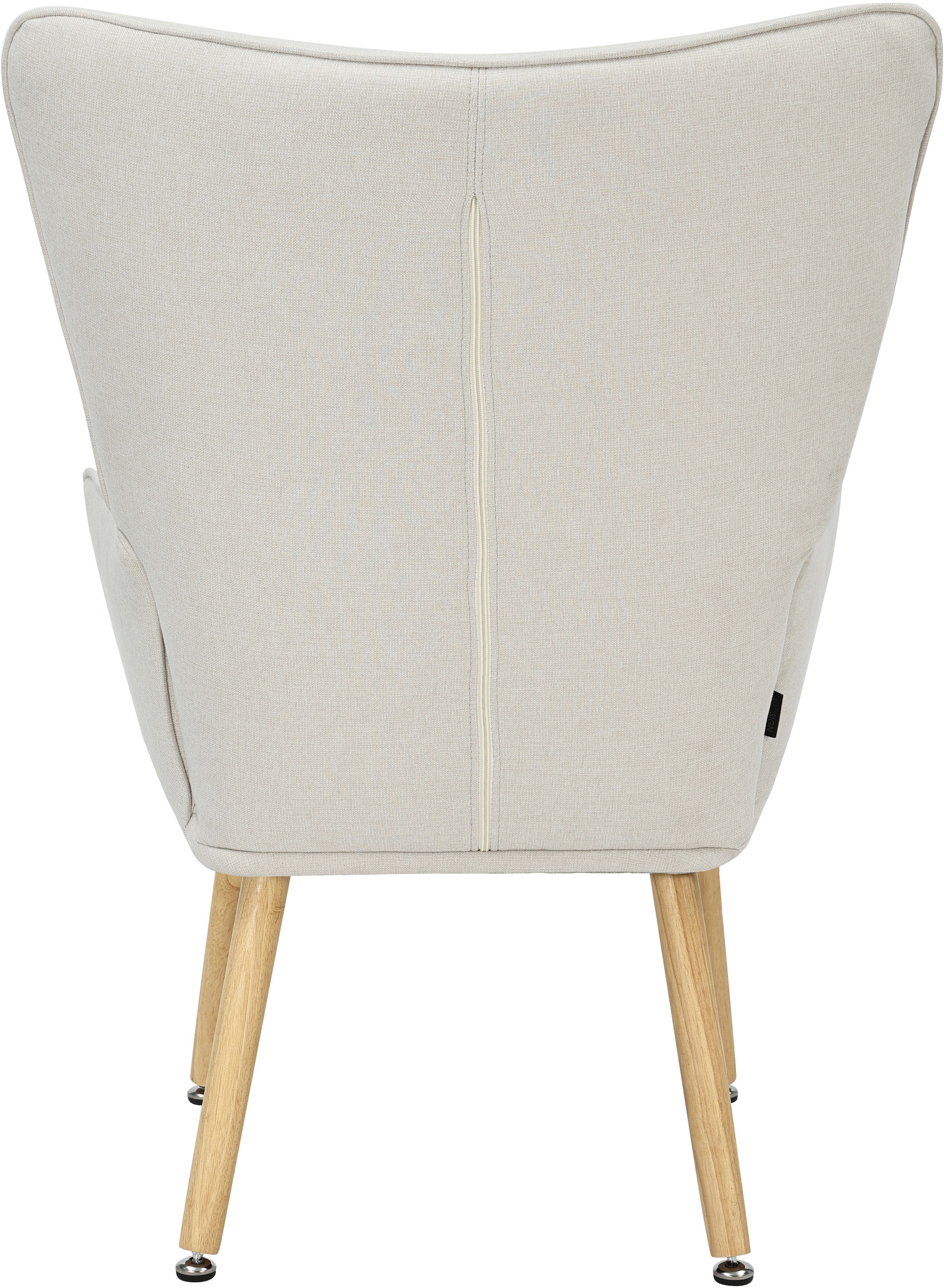 INOSIGN Ohrensessel »PERHAM, Sessel mit Hocker im Set, Knopfheftung, Massivholz-Füße,«, komfortabler Relaxsessel und Sitz-Hocker mit Strukturbezug