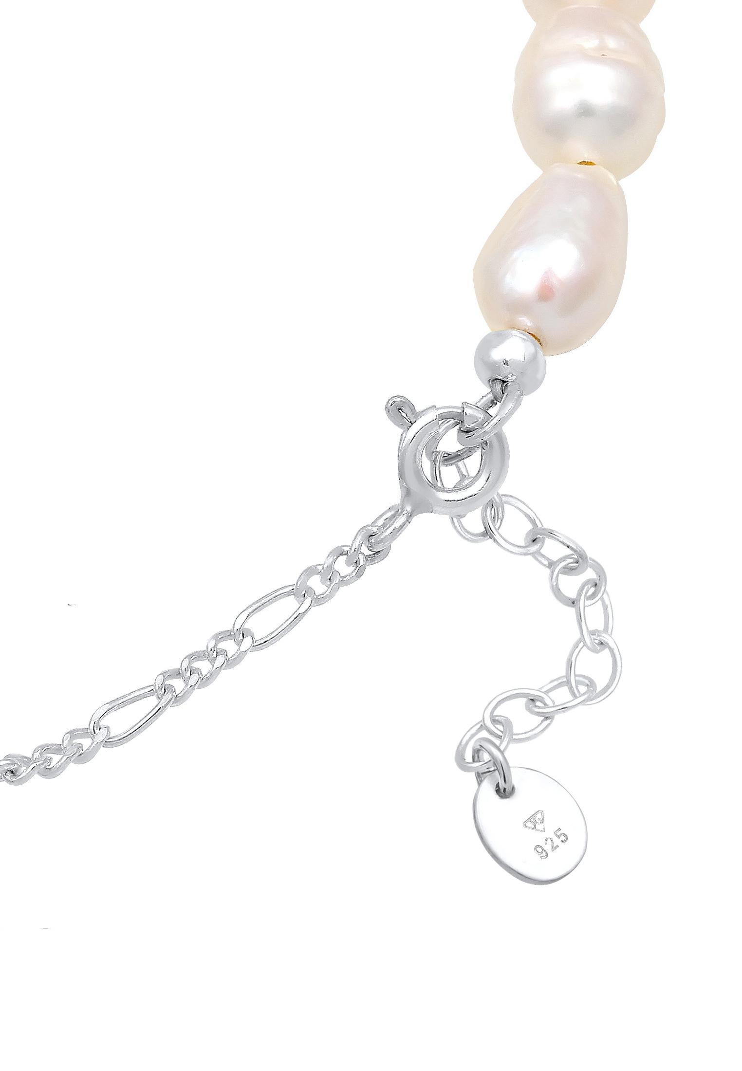 Elli Premium Armkette »Armband Figaro Barock Süßwasserzuchtperle 925er Silber«