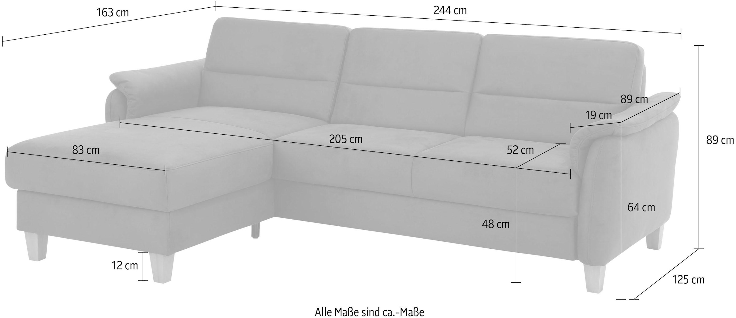 Home affaire Ecksofa »Palmera L-Form«, Federkern, wahlweise mit Bettfunktion und mit/ohne Bettkasten