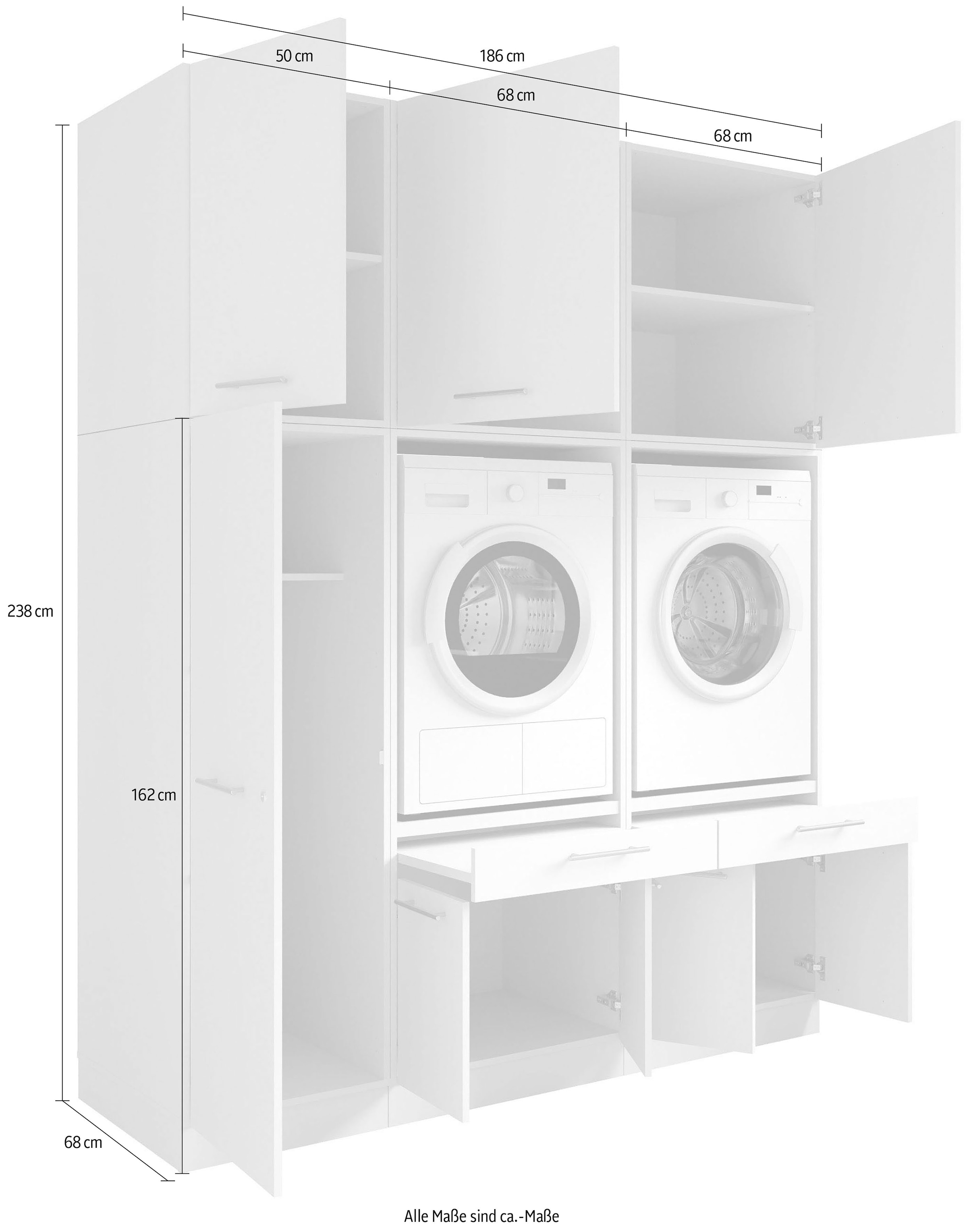 Laundreezy Mehrzweckschrank-Set »Laundreezy, 6-tlg. Mehrzweckschrank-Set B/H/T 186/238/68 cm« 6 Stk. tlg.