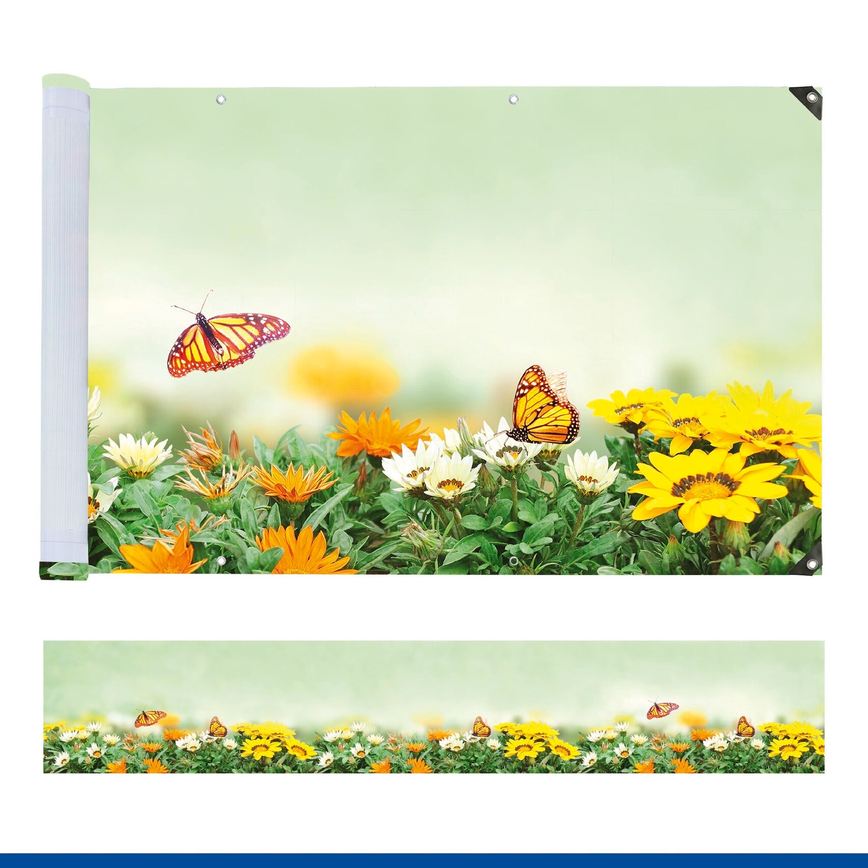 Maximex Balkonsichtschutz 5 m, reißfest, mit Schmetterlings-Motiv