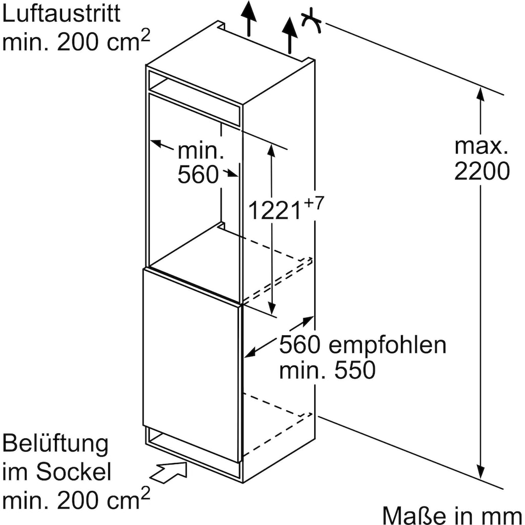 SIEMENS Einbaukühlschrank »KI41RADF0«, KI41RADF0, 122,1 cm hoch, 55,8 cm breit