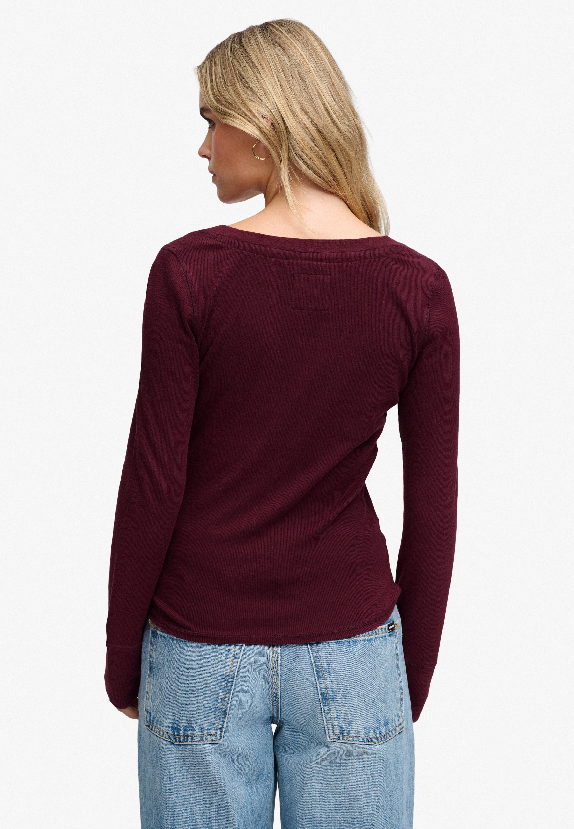 Superdry Henleyshirt »ATHLETIC BUTTON DOWN LS TOP« Baumwollmischung, skinny fit