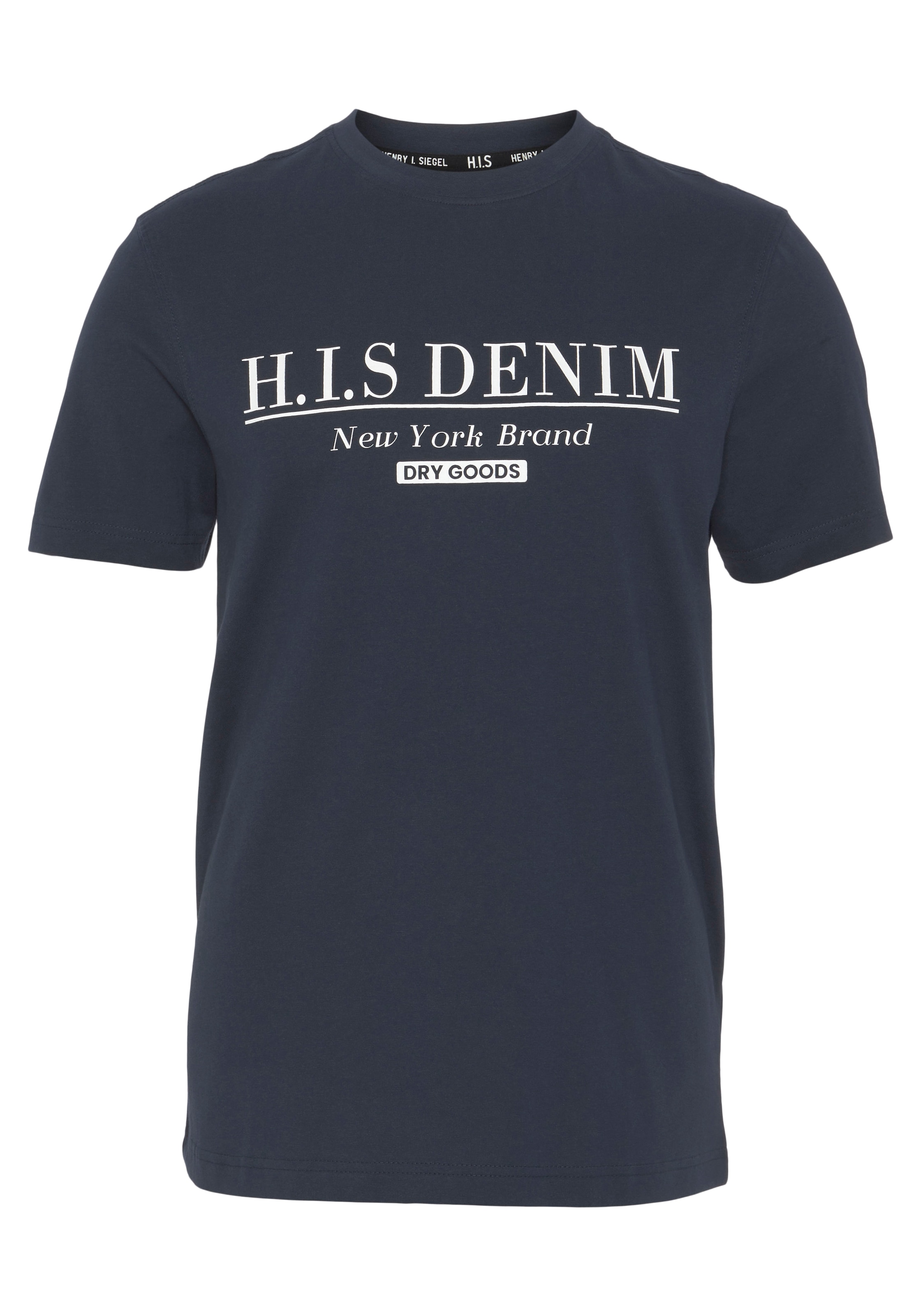 H.I.S T-Shirt, schmale Passform, bedrucktes Design, Rundhalsausschnitt
