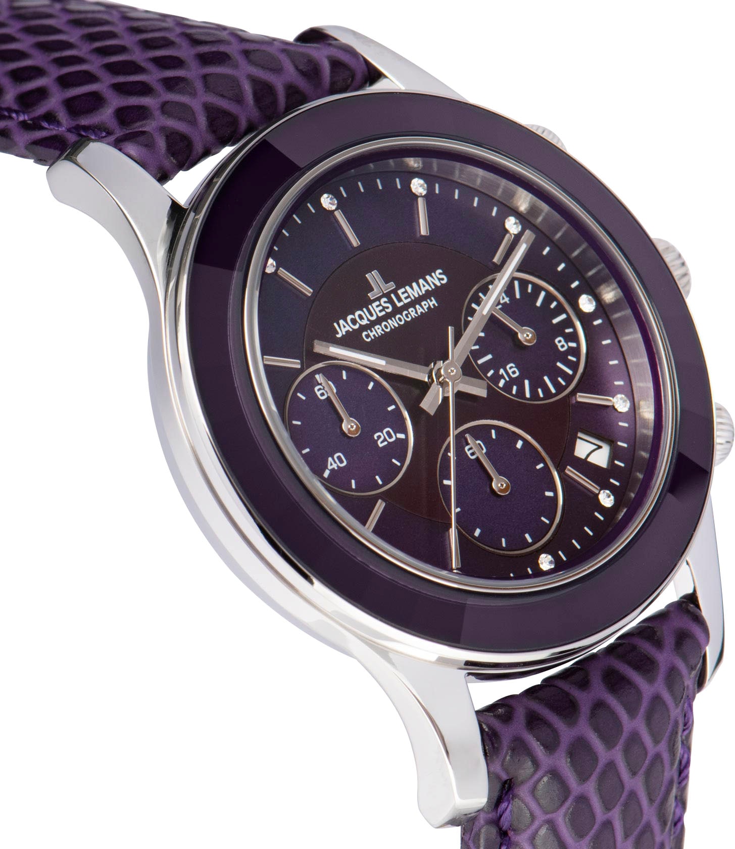 Jacques Lemans Chronograph »Venice« Armbanduhr, Damenuhr, Lederarmband, Stoppfunktion, Datum, Perlmutt
