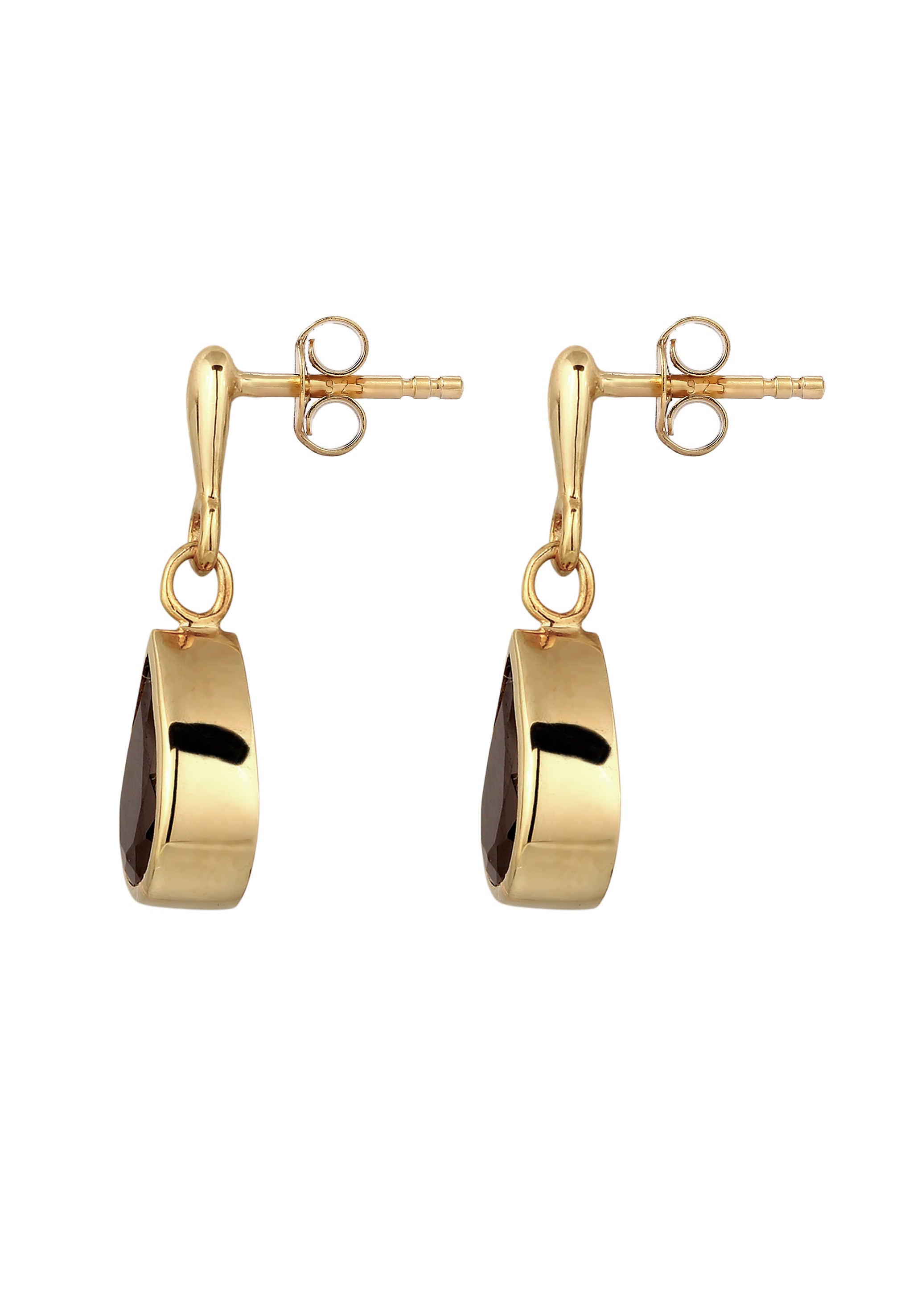 Elli Premium Paar Creolen »Ohrringe Creolen Tropfen Zirkonia Schwarz 925 Sterling Silver Gold-plated«