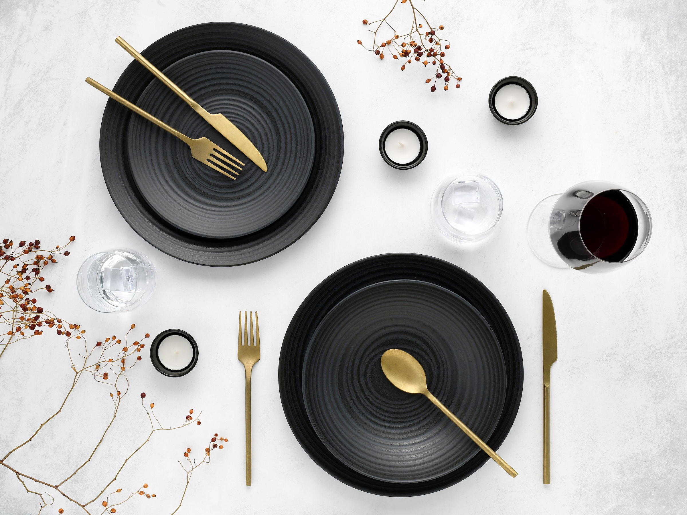 CreaTable Tafelservice »Geschirr-Set Lava Stone«, (Set, 12 tlg., Teller Set für 4 Personen), Service, schwarz, Reliefdekor, Made in Europe, 12 Teile für 4 Personen