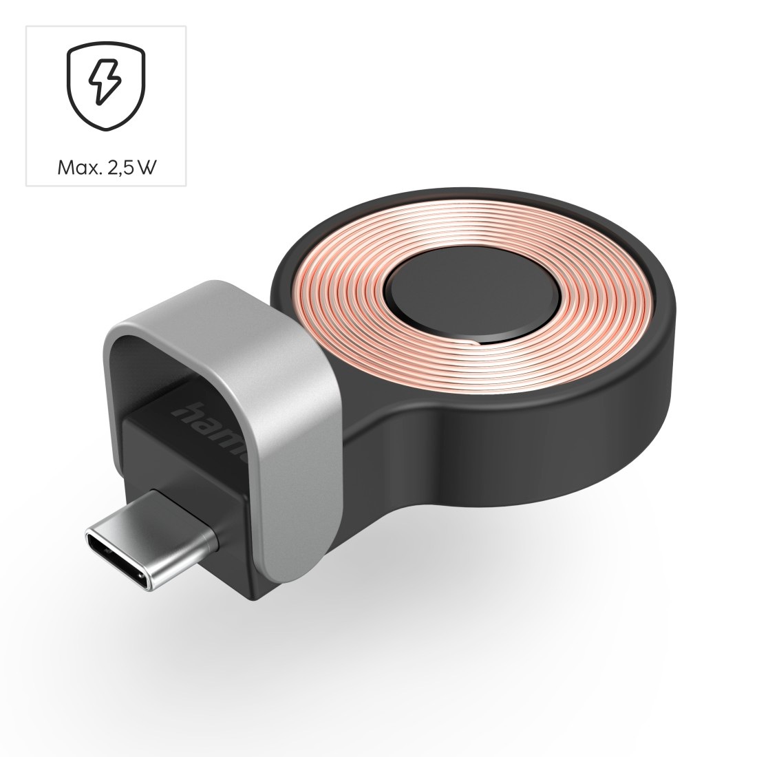 Hama USB-Ladegerät »Kabelloses Ladegerät für Apple Watch, mit USB-C Anschluss«, (1 St.), Wireless Charger, Magnetische Ausrichtung, Schnellladegerät