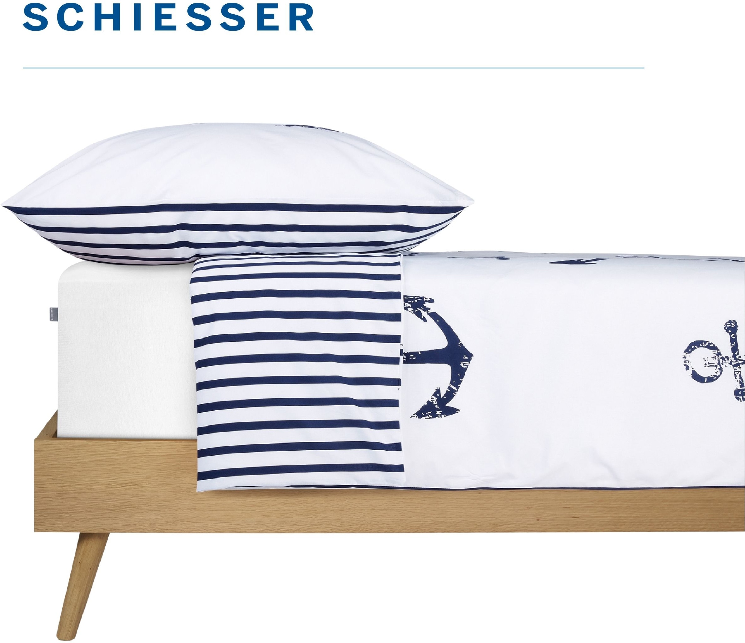 Schiesser Bettwäsche »Marina, maritime Momente in frischer Farbkombination« 2 Stk. OEKO-TEX® MADE IN GREEN
