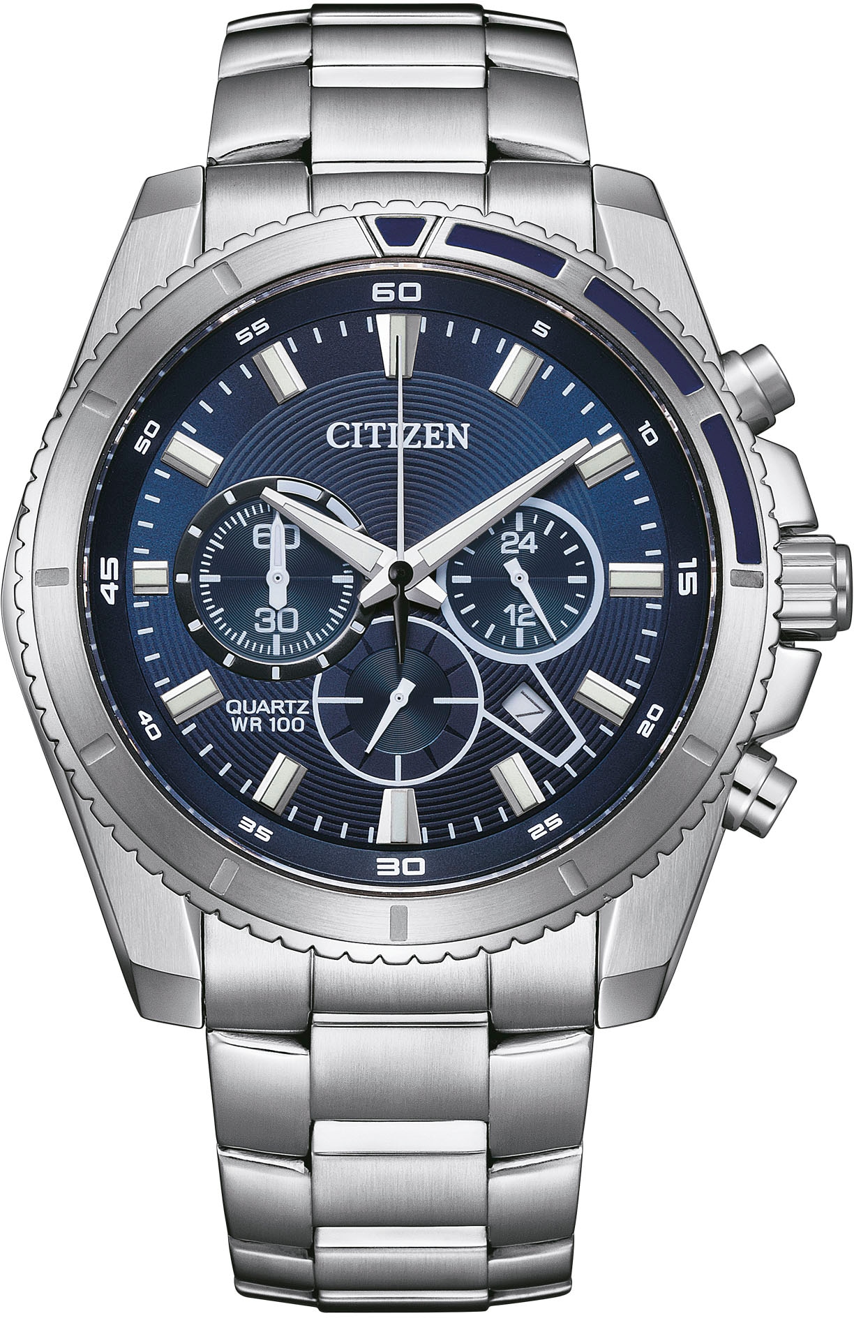 Citizen Chronograph, Armbanduhr, Quarzuhr, Herrenuhr, Edelstahlarmband