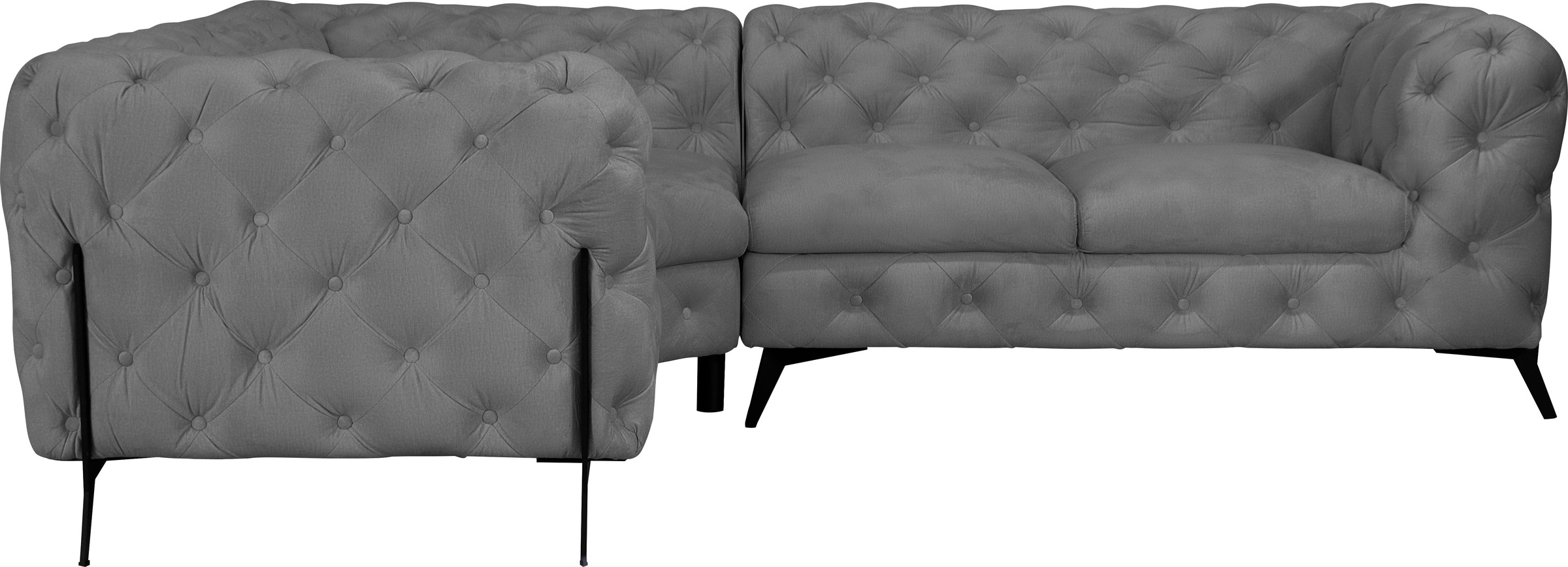 Leonique Chesterfield-Sofa »Amaury L-Form«, Chesterfield-Optik, Breite/Tiefe je 262 cm, Fußfarbe wählbar