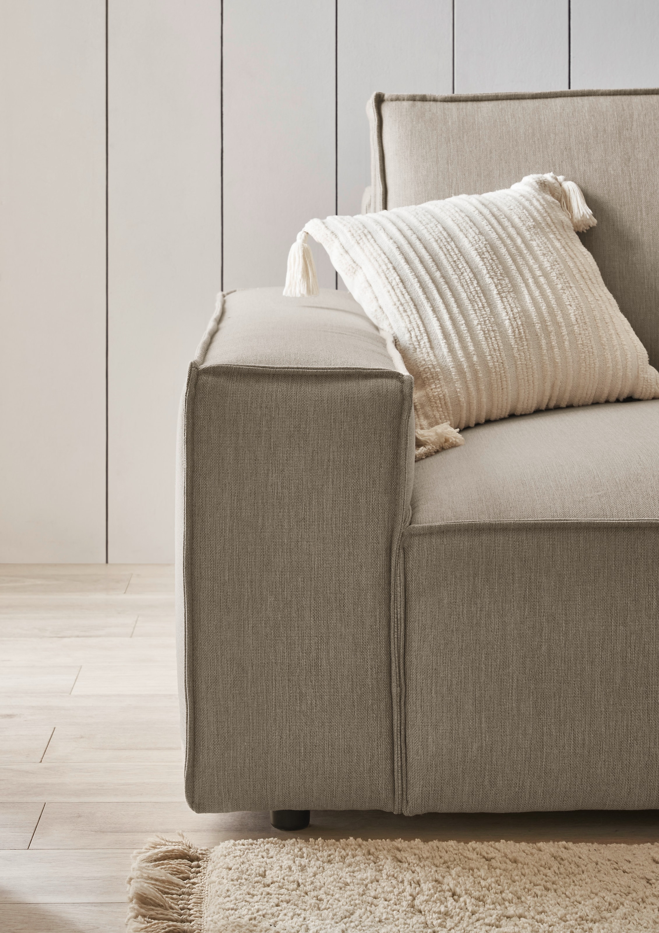Home affaire Ecksofa »NEU: SHERWOODL XXL 284, Big-Sofa L-Form, tiefe Sitzfläche 95 cm, Cord,«, Leinenoptik, Recamiere rechts/links, auch als Schlafsofa stellbar