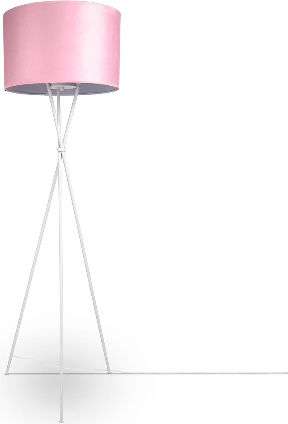 Paco Home Stehlampe »Kate uni Color«, Leuchtmittel E27 | ohne Leuchtmittel, Wohnzimmer Dreibein Standleuchte Velour Höhe 177,5cm Filigran E27
