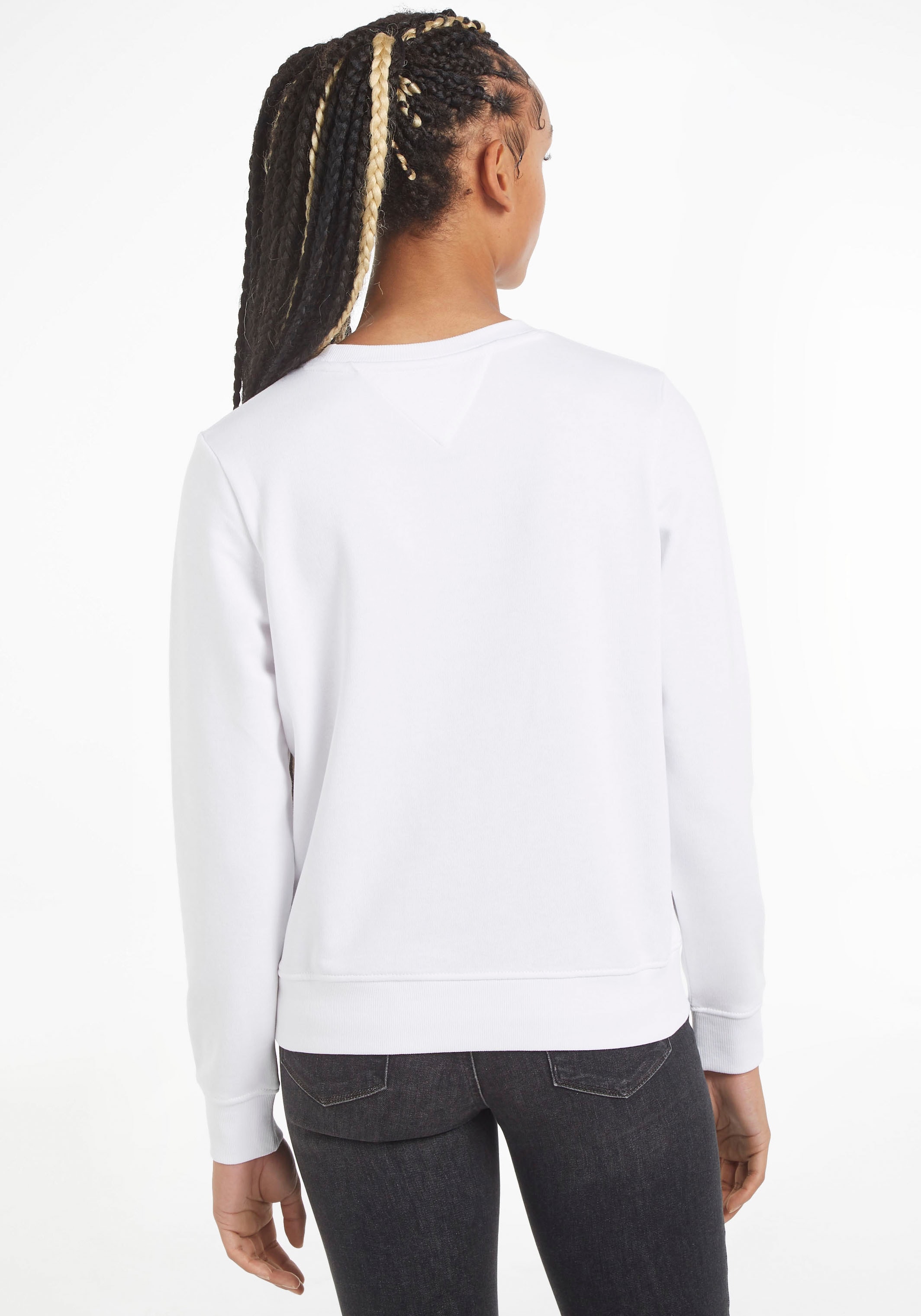 Linear SERIF Sweater Logoschriftzug Tommy Tommy Jeans ♕ mit LINEAR CREW«, »TJW Rippbündchen & bei REG