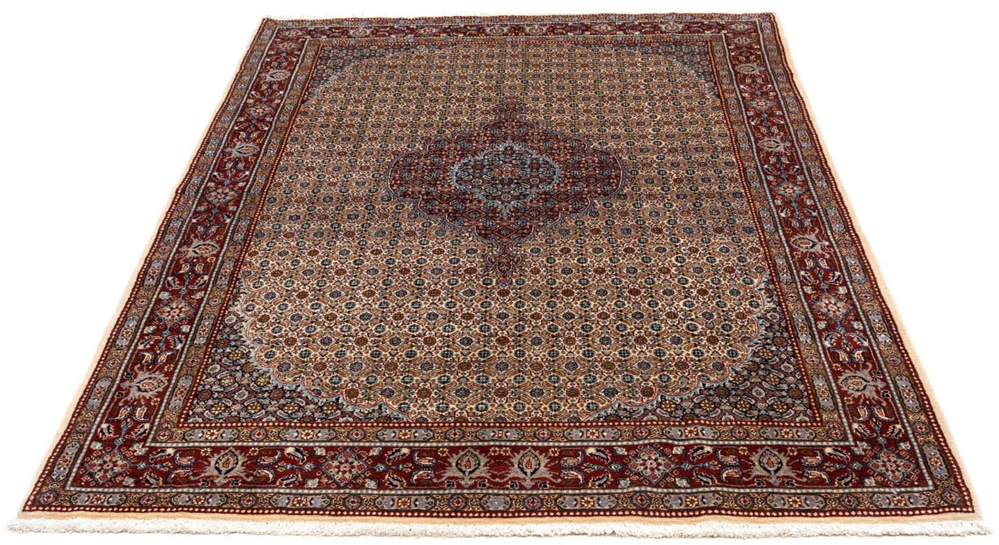 Wollteppich »Nain - 9la Blumenmuster Blu scuro 94 x 54 cm«, rechteckig, 6 mm Höhe,...