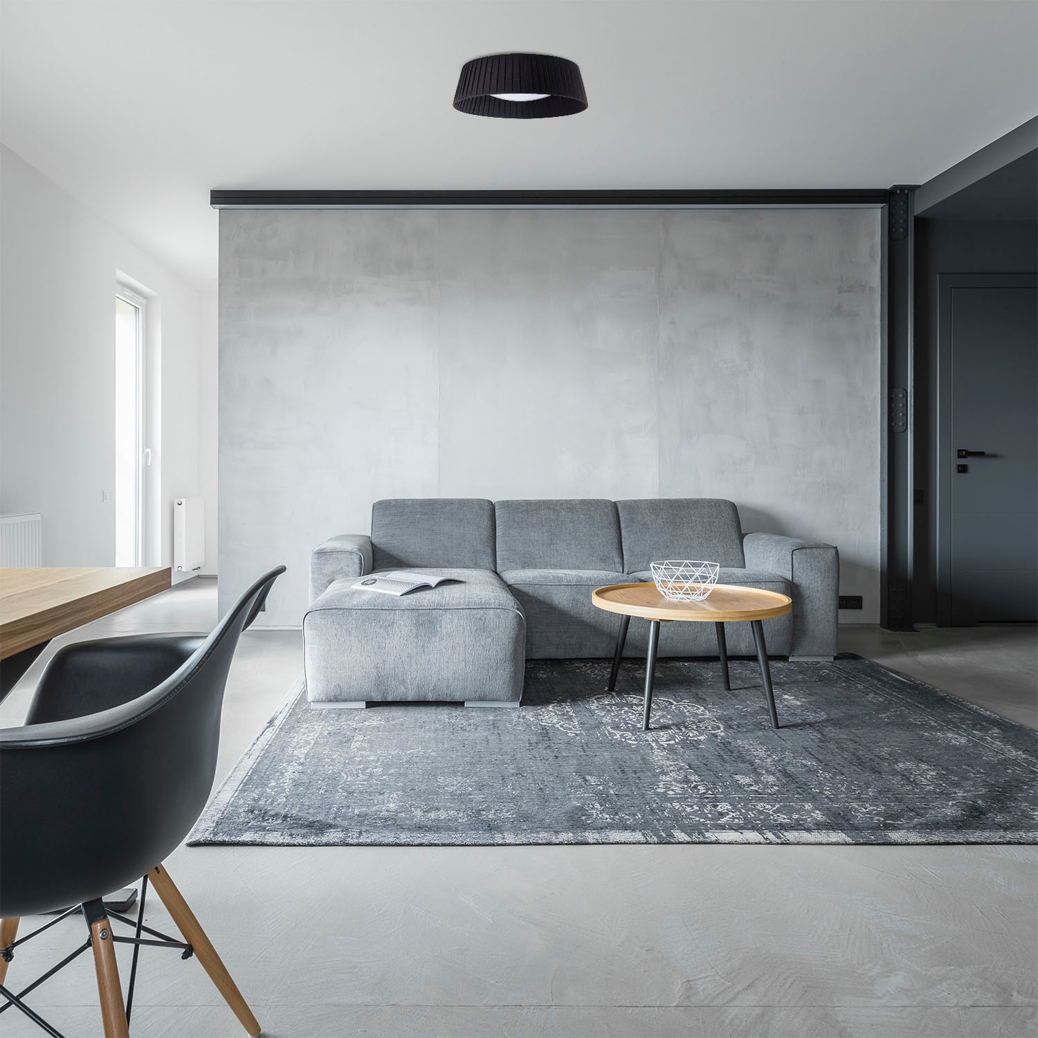 Paco Home Deckenleuchte »TARTE« E27 Rund Büroleuchte 2 x E27 Textilschirm Modern Geschlossen Unifarben