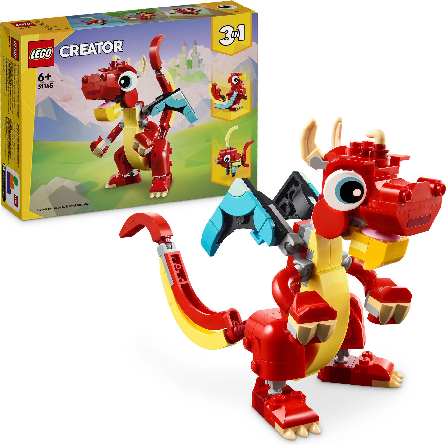 Konstruktionsspielsteine »Roter Drache (31145), LEGO Creator 3in1«, (149 St.), Made in...