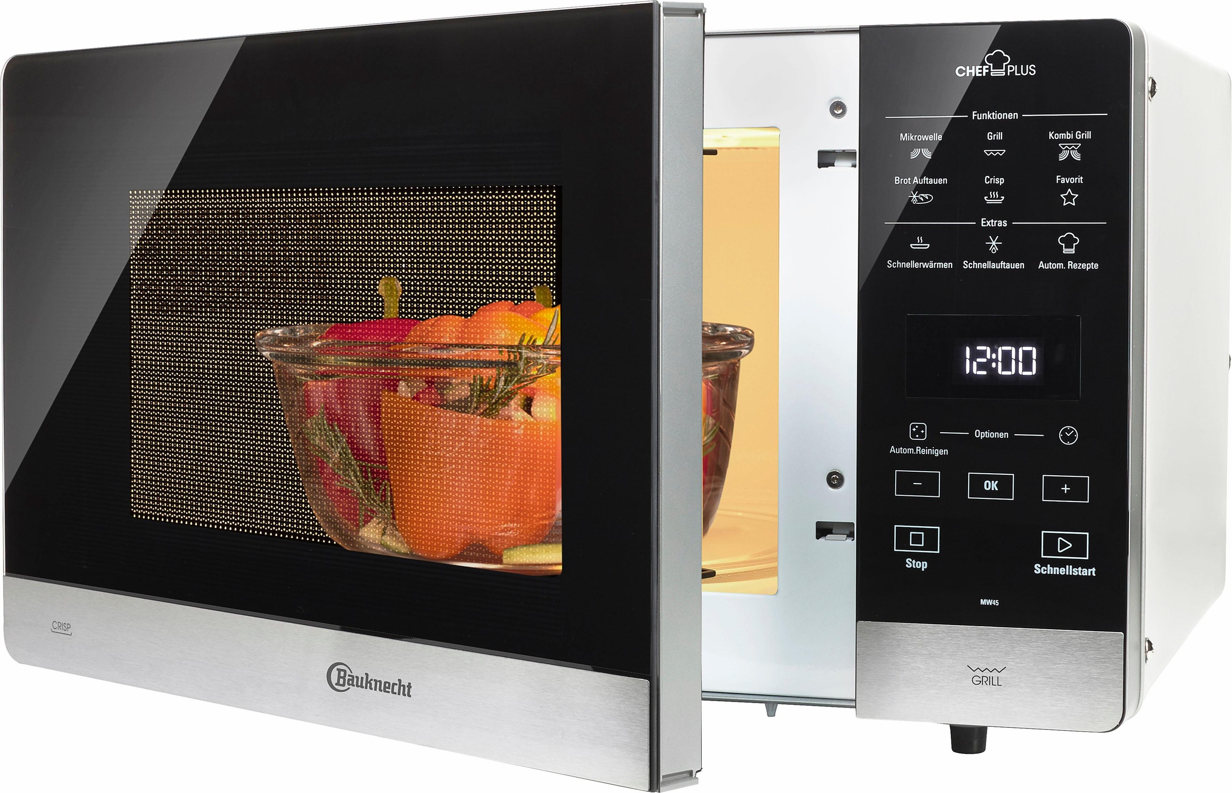 BAUKNECHT Mikrowelle "MW 45 SL" Grill Mit Grill, Automatikprogrammen und Crisp für schnelle knusprige Pizza