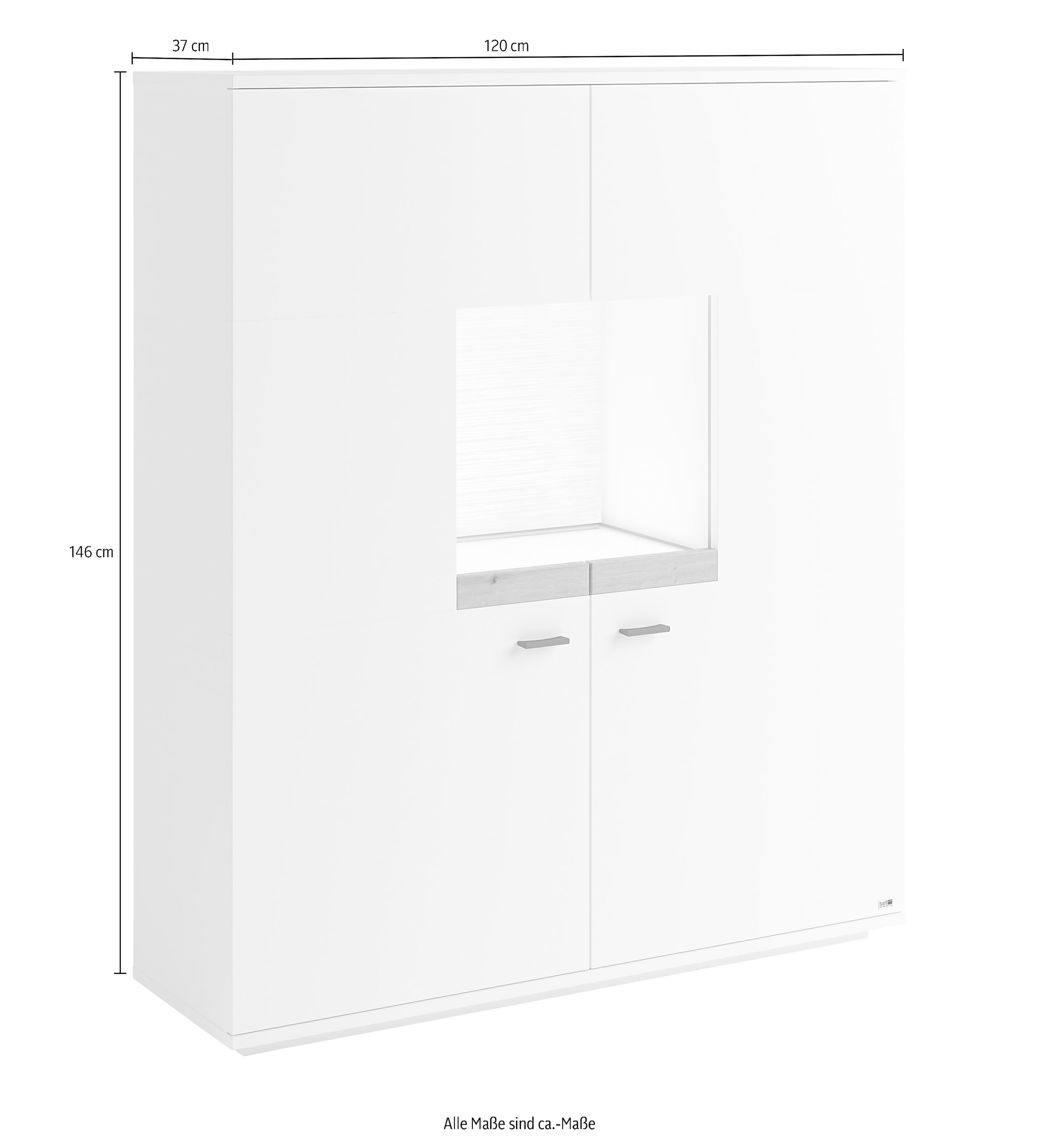 set one by Musterring Highboard »Lancaster« In 2 Farben erhältlich, Bügelgriff in grau, Breite 120cm