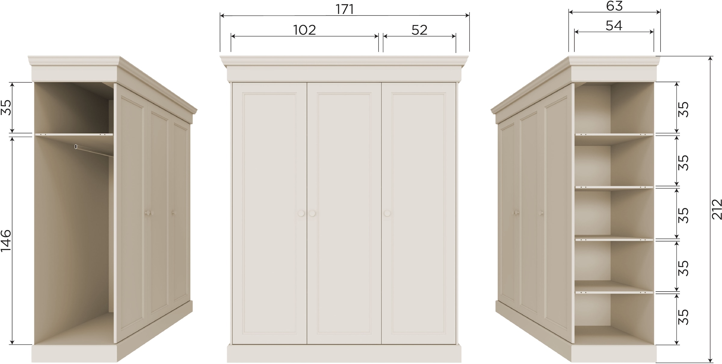 WOOOD Kleiderschrank »WOOOD OLIVIA KLEIDERSCHRANK KIEFER DUST [fsc]« Kleiderschrank Olivia, FSC-Kiefer, viel Stauraum, erweiterbar