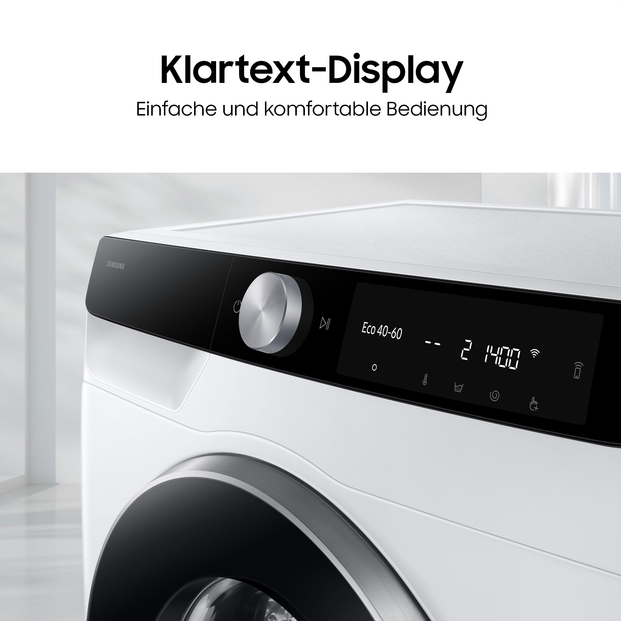 Samsung Wärmepumpentrockner »DV90DG6845LKU2/LBU2« DV6400D Klartext-Display - Einfache und komfortable Bedienung