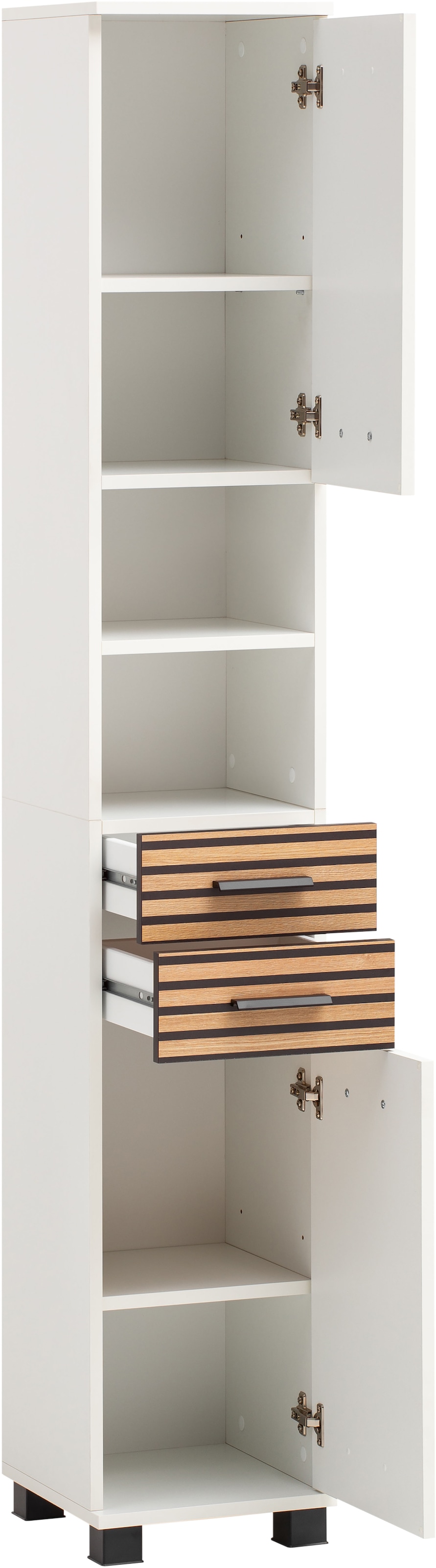 welltime Hochschrank »Katta, Breite 30 cm«, Wechselbarer Türanschlag, Schubladen mit Akustikprint