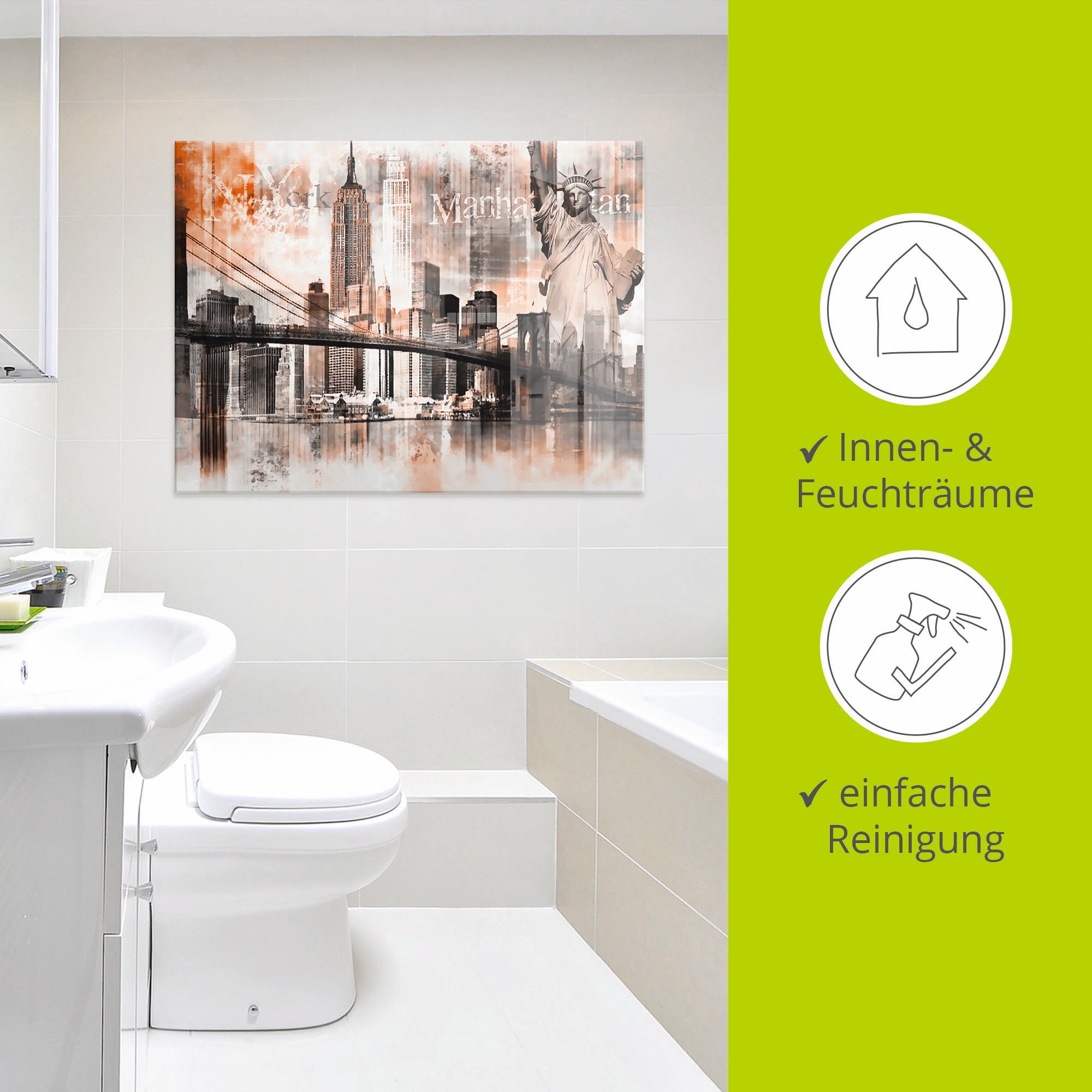 Artland Glasbild »New York Skyline Collage V« Amerika 1 Stk. tlg. in verschiedenen Größen