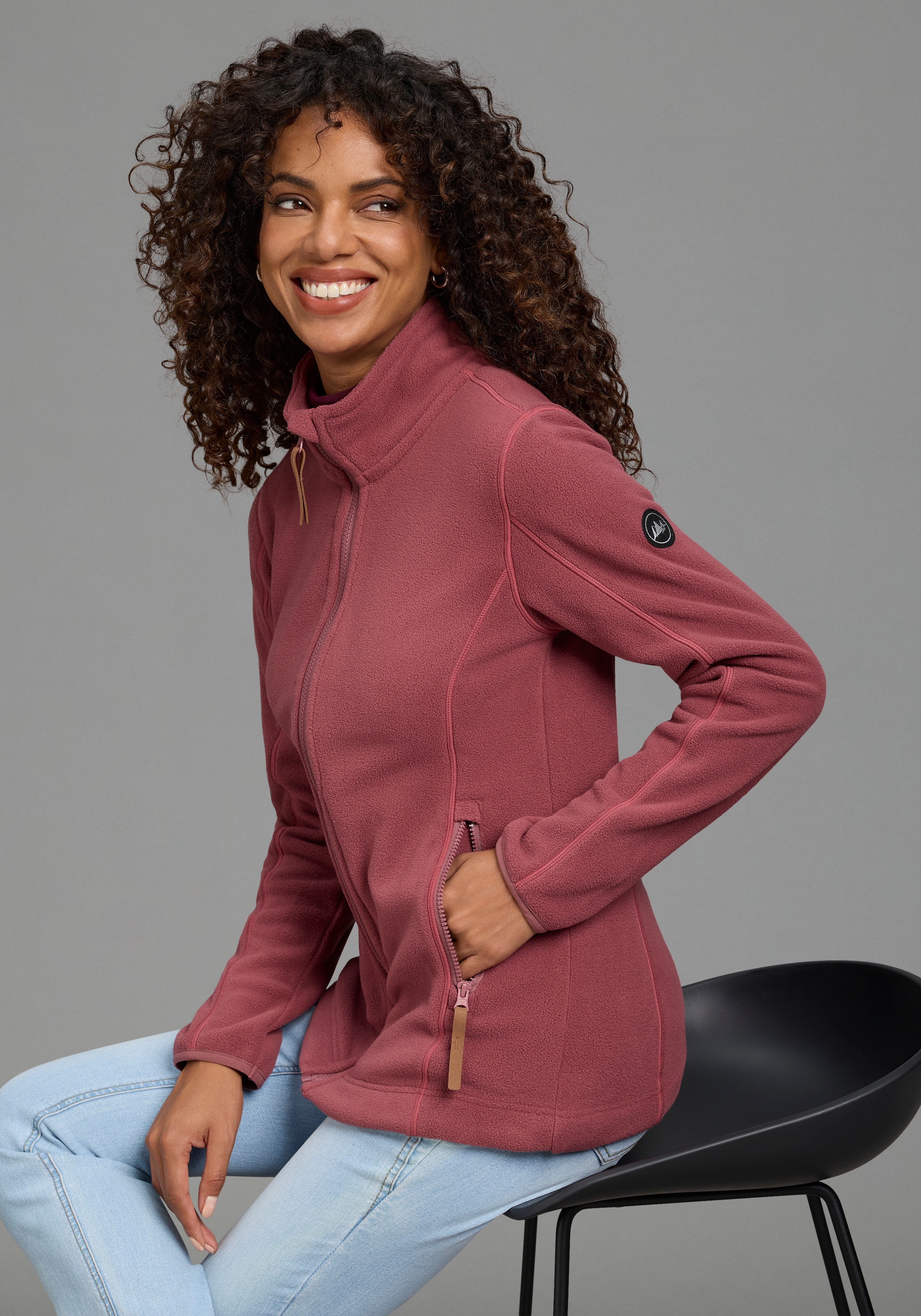 Polarino Fleecejacke ohne Kapuze für kalte Tage,  aus Fleece,  lässiger Look