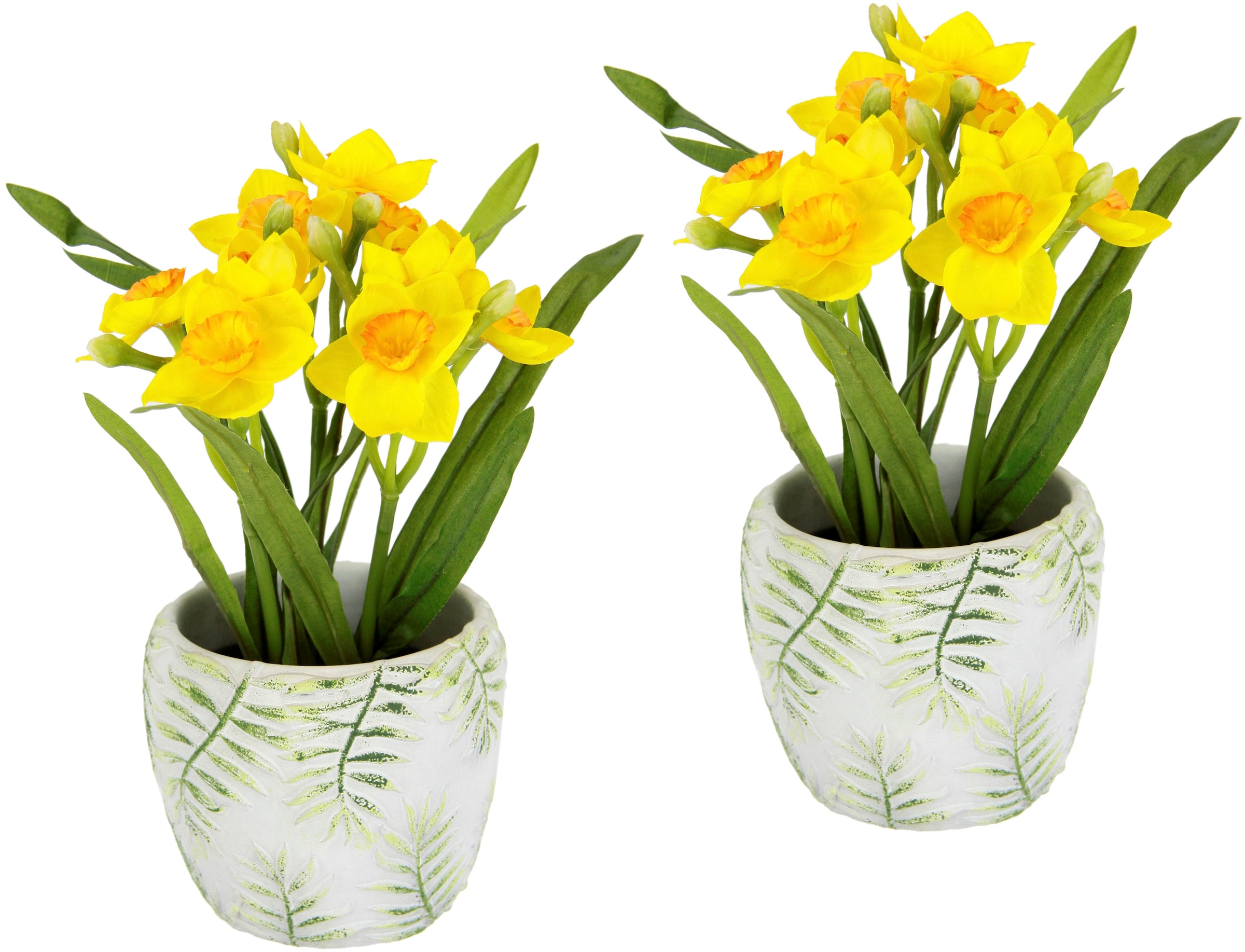 I.GE.A. Kunstblume »Osterglocke«, im Zementtopf, 2er Set, künstliche Frühlingsblume, Narzissen