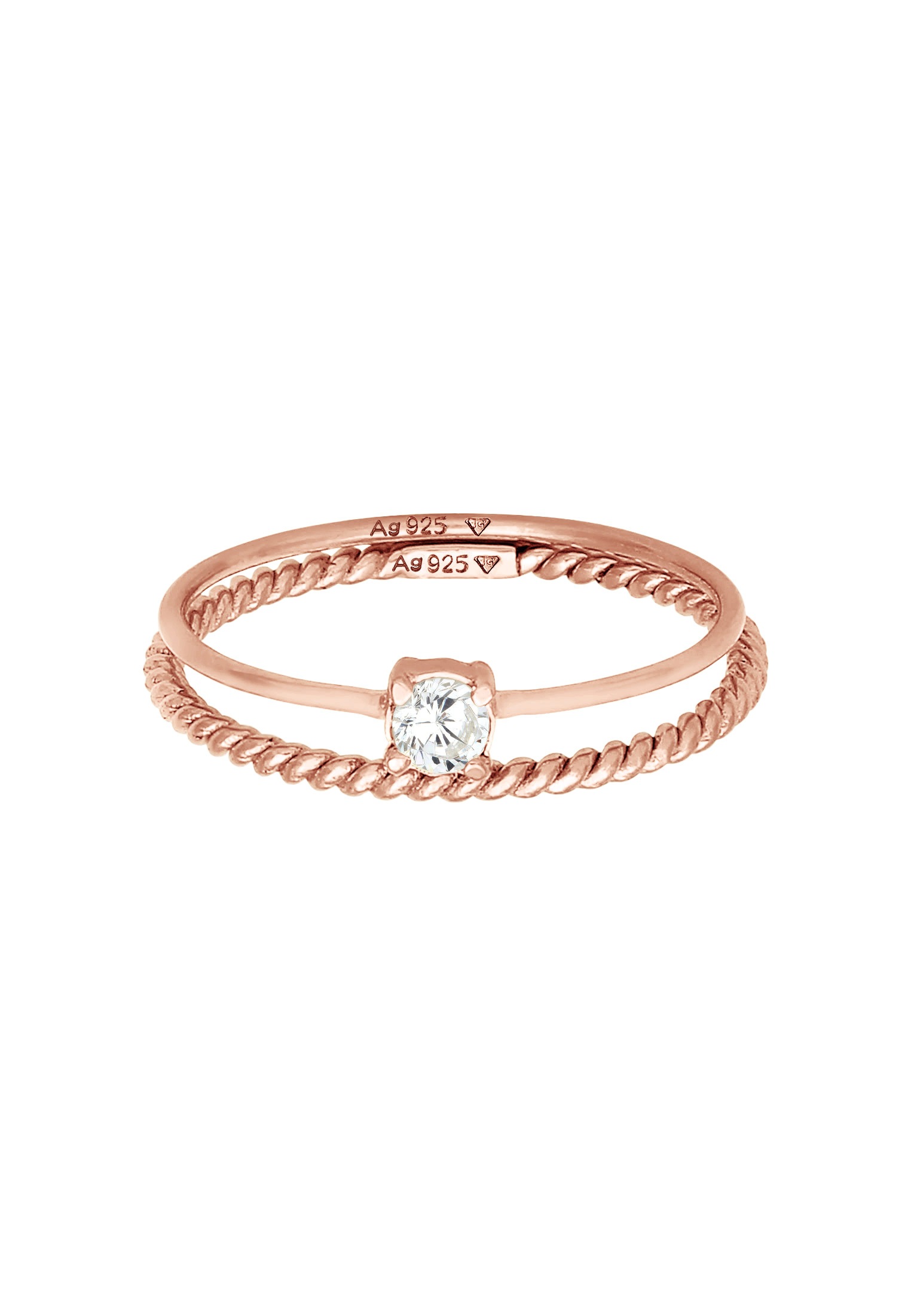 Elli Ring-Set »Ring Zirkonia Gedreht Twisted Set (2 tlg) 925 Silber«