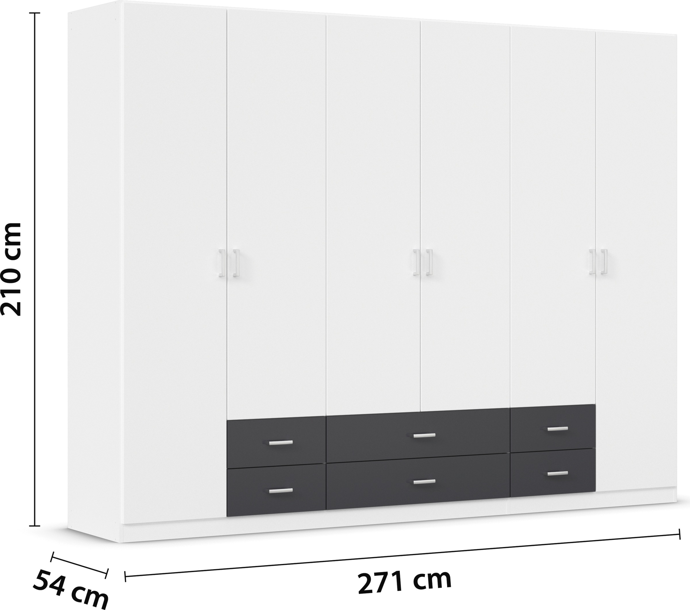 rauch Drehtürenschrank »Kleiderschrank Schrank Garderobe Wäscheschrank GAMMA in 3 Breiten«, mit 6 Schubladen, in schlichtem Design TOPSELLER MADE IN GERMANY